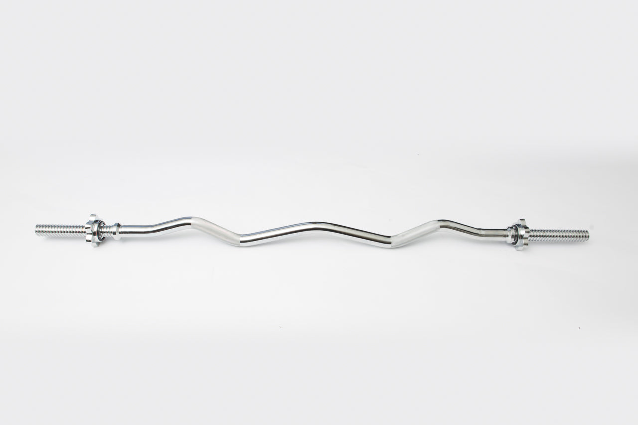 York Standard Chrome Spin-Lock Curl Bar with Spin-Lock Collars