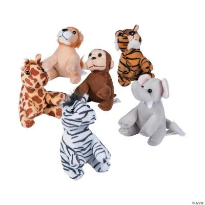 Realistic Plush Zoo Animals - 12 Pieces