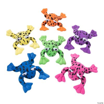 Plush Spotted Neon Frogs - 12 Pieces