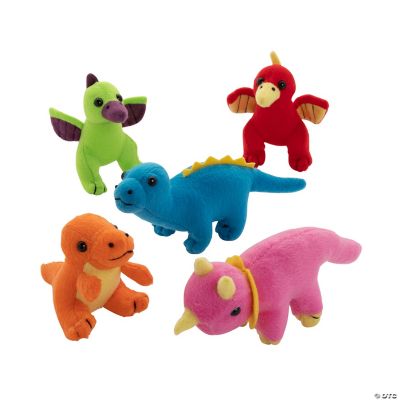 Plush Neon Dinosaurs - 12 Pieces