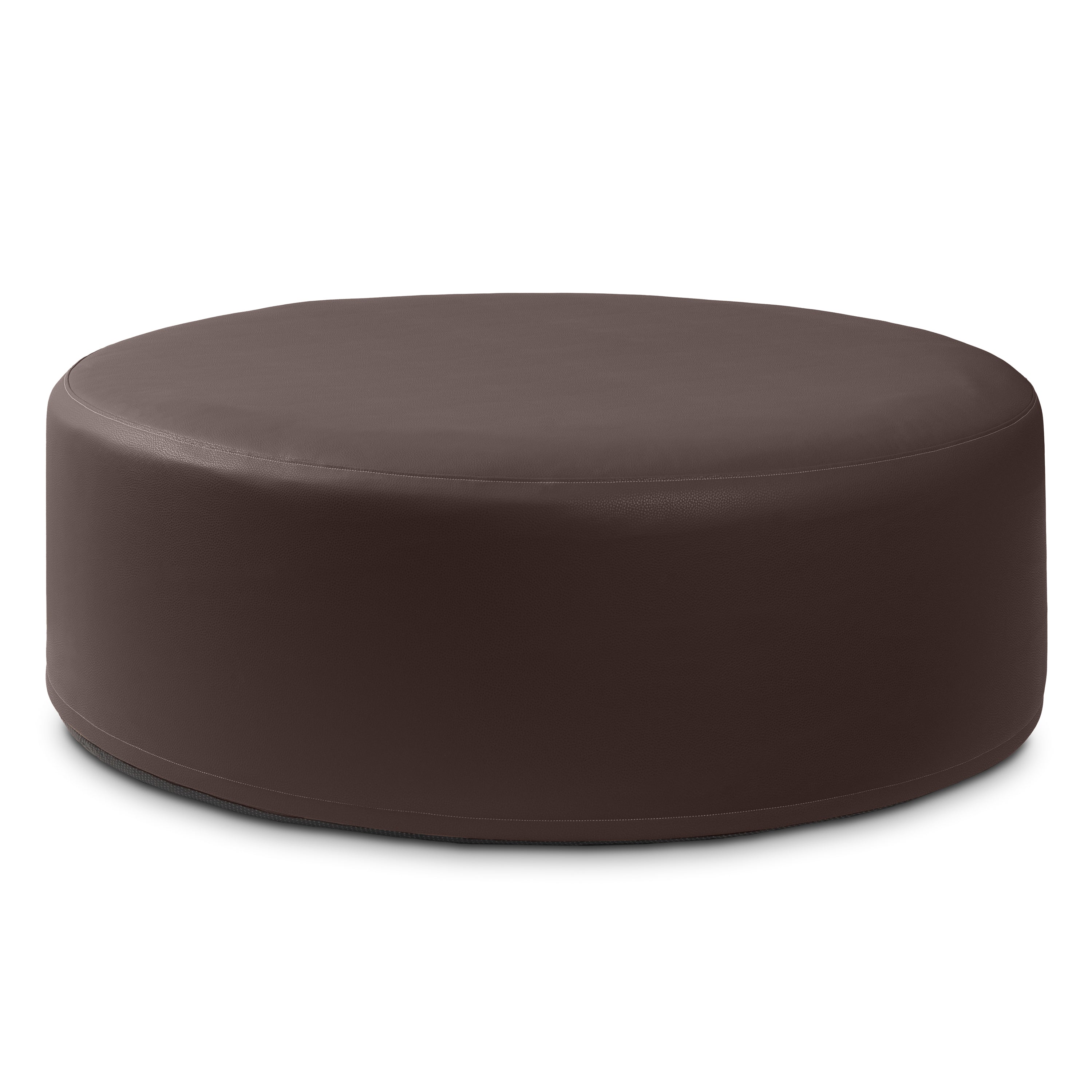 Jaxx Candler Round Couch Ottoman – Oversized Giant Coffee Table Ottoman - Versatile Firm Foam Construction - Kid Safe with Removable Cover, 44”, Premium Faux Leather, Chocolate