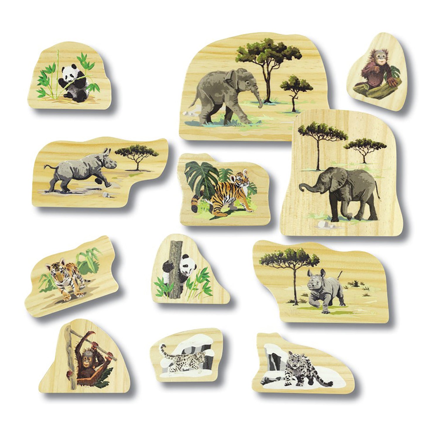 Endangered Animal Families Wooden Characters