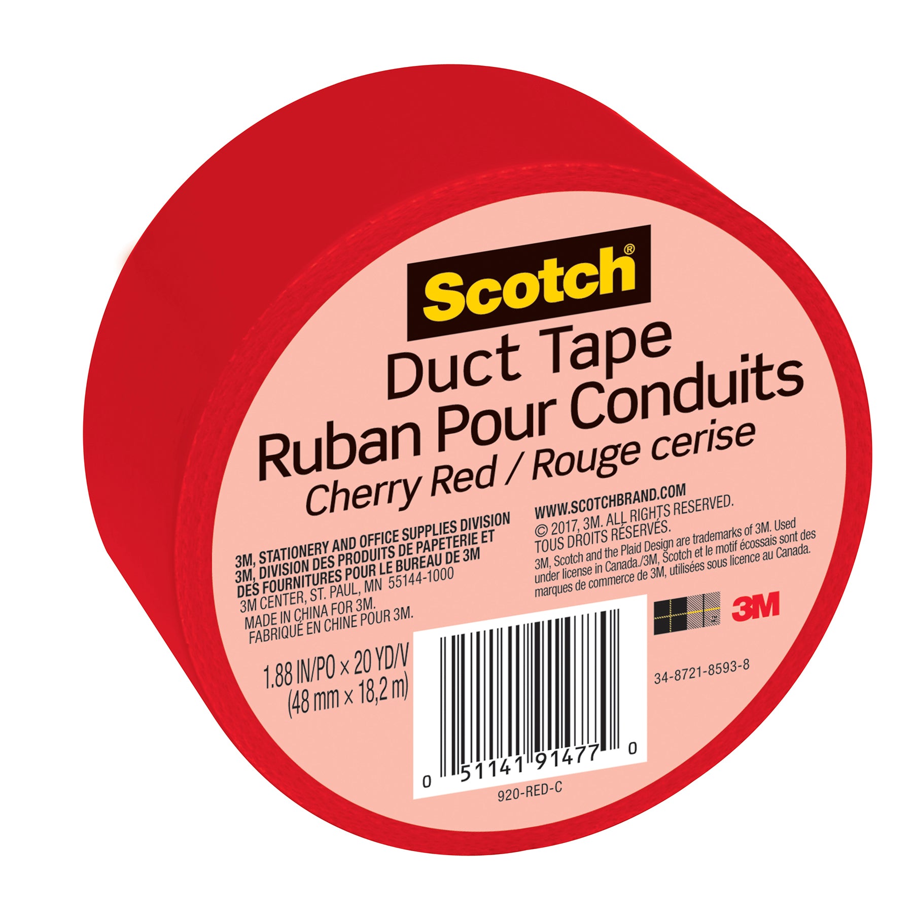 Duct Tape for Artists, 1.88 in x 20 yd (48 mm x 18.2 m), Cherry Red