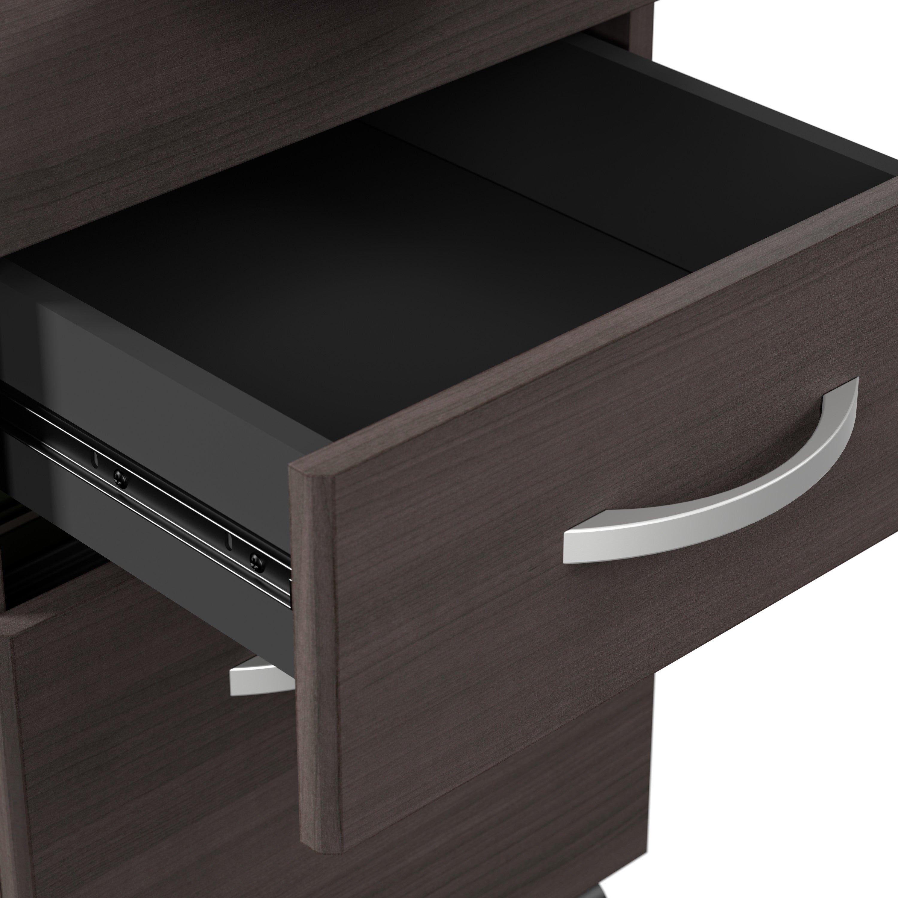 Bush Business Furniture Arrive 60W x 72D L Shaped Reception Desk with Shelf and Mobile File Cabinet in Storm Gray - 59.45" Width x 71.02" Depth x 43.71" Height