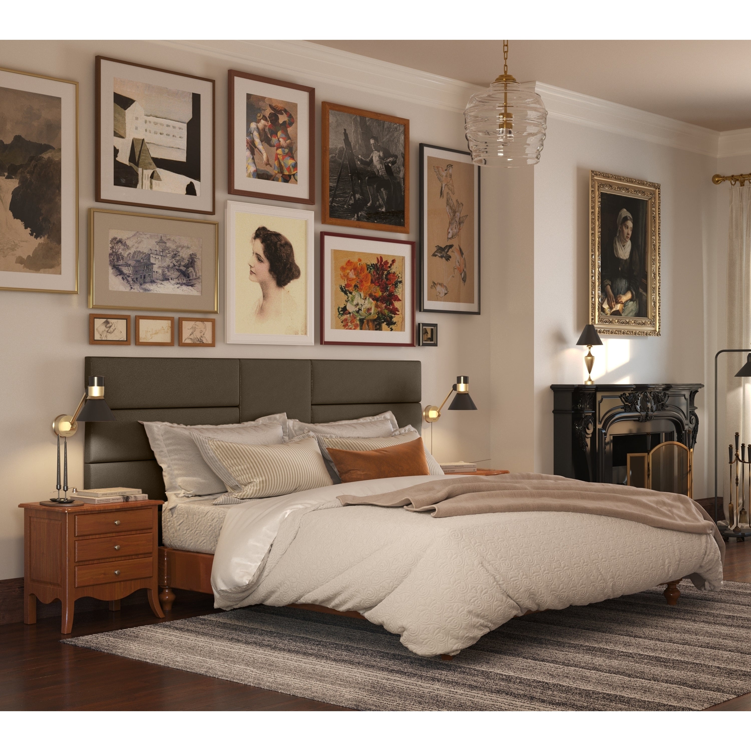 Jaxx Panelist Modern Padded Headboard – Set of 4 Wall Mounted Panels (Each 11.25" x 38") - King, Vegan Leather, Thunder Grey