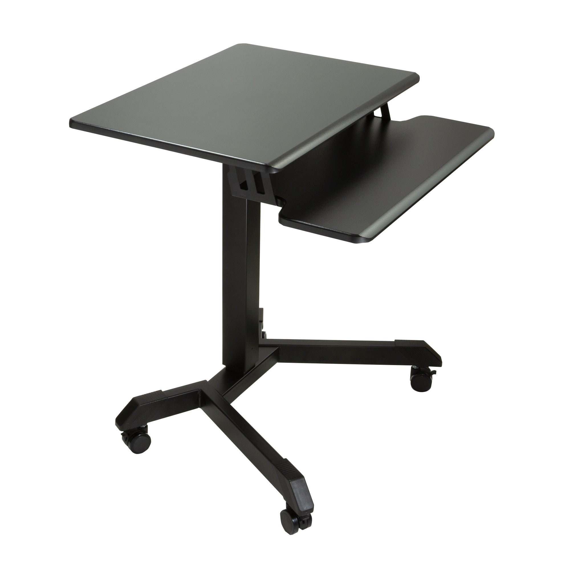 High Rise Mobile Adjustable Standing Desk with Keyboard Tray