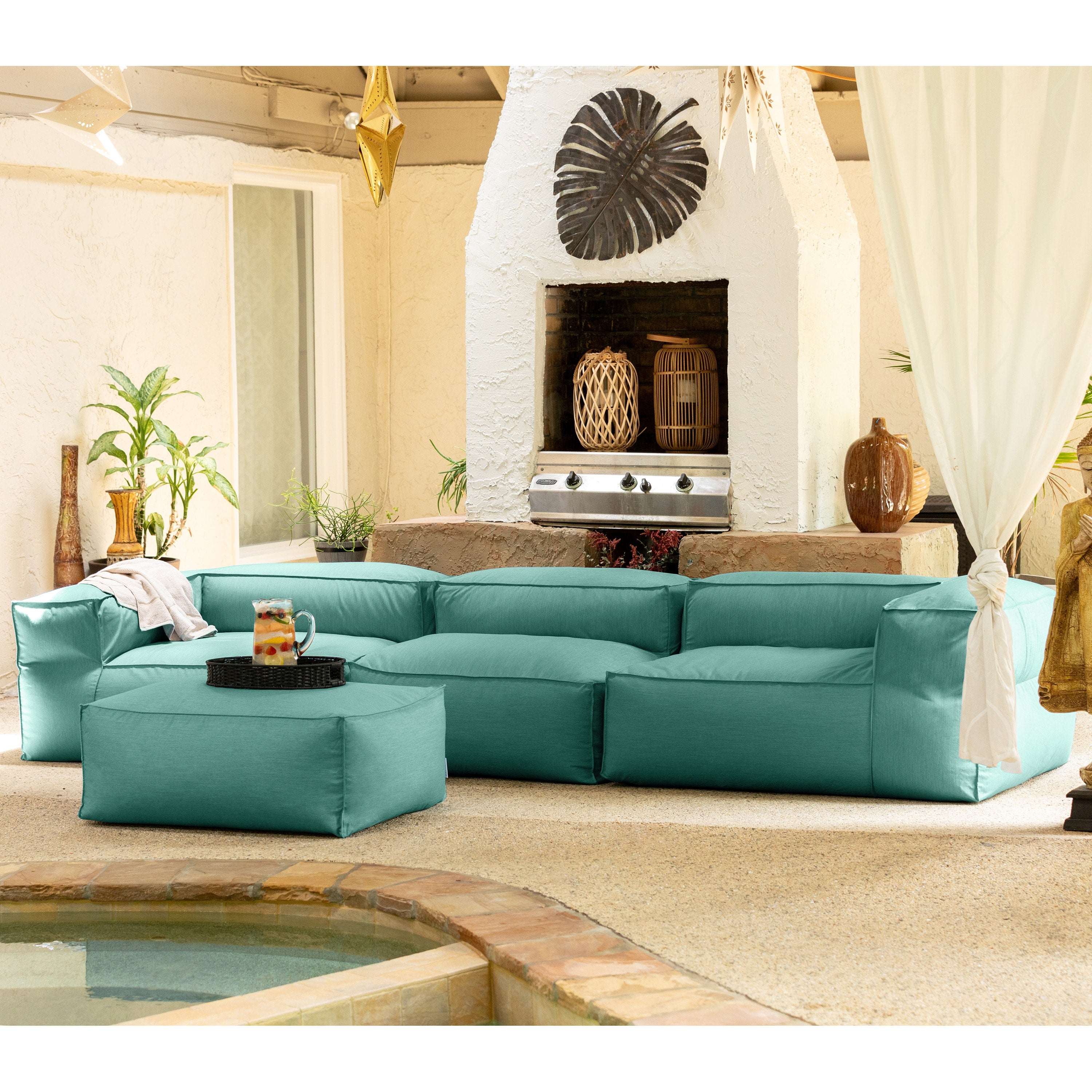 Baya 4 Piece Outdoor Sofa with Ottoman - Luxurious European Style Soft Seating, Breeze