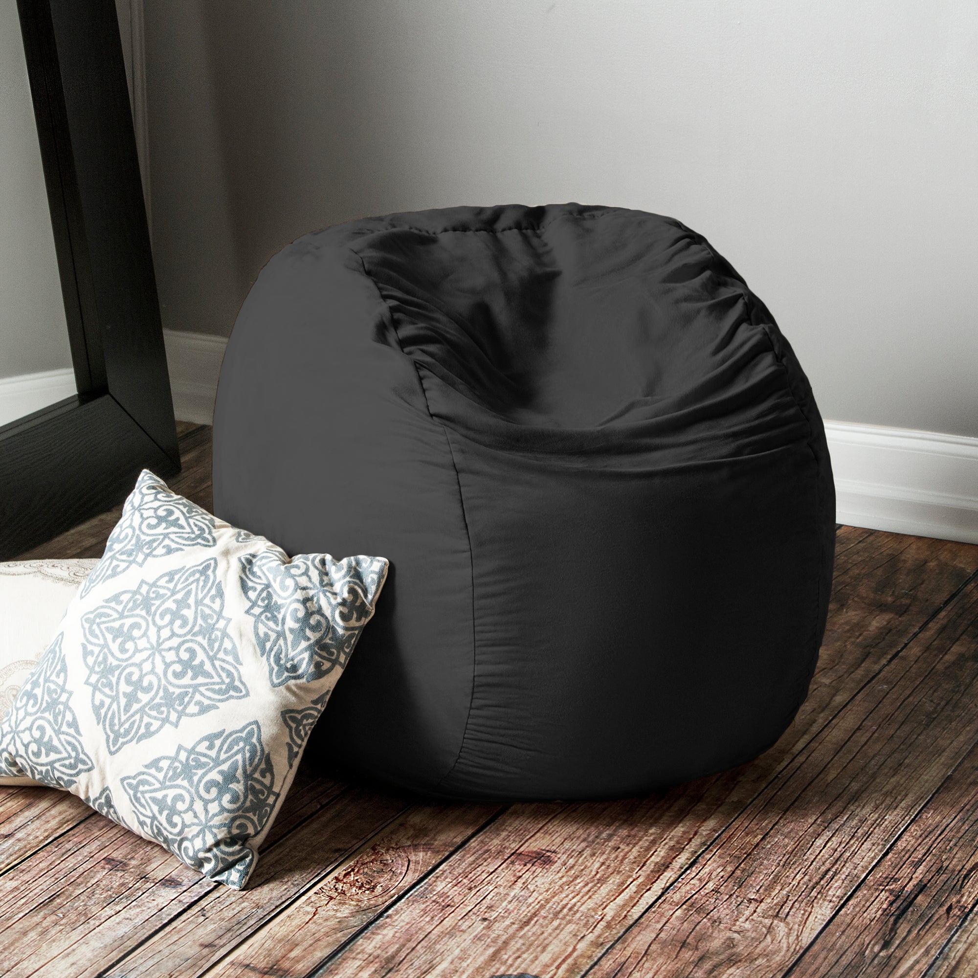 Jaxx Saxx 3 Foot Bean Bag Chair with Removable Cover, Black