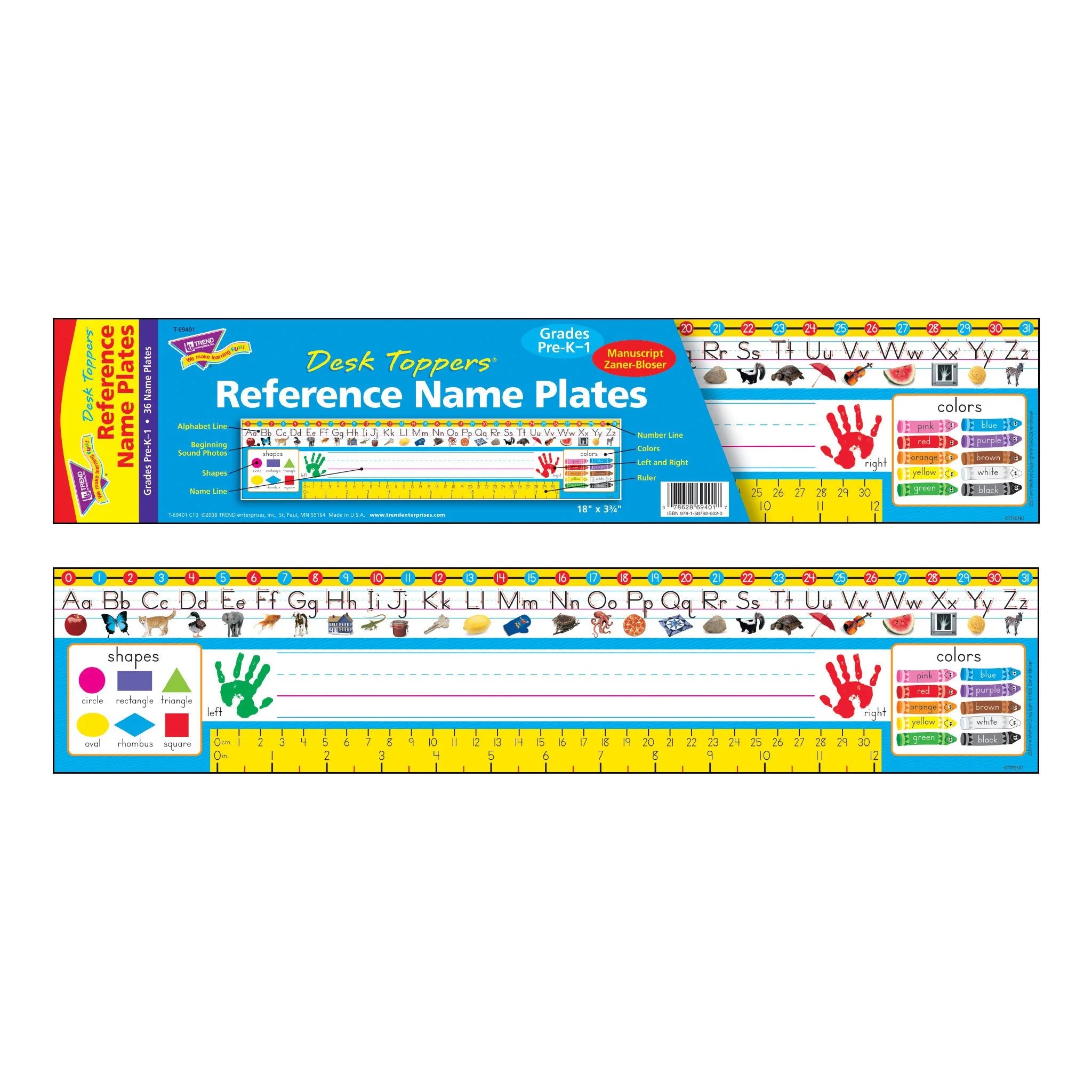 PreK-1 Zaner-Bloser Desk Toppers® Ref. Name Plates, 36 ct