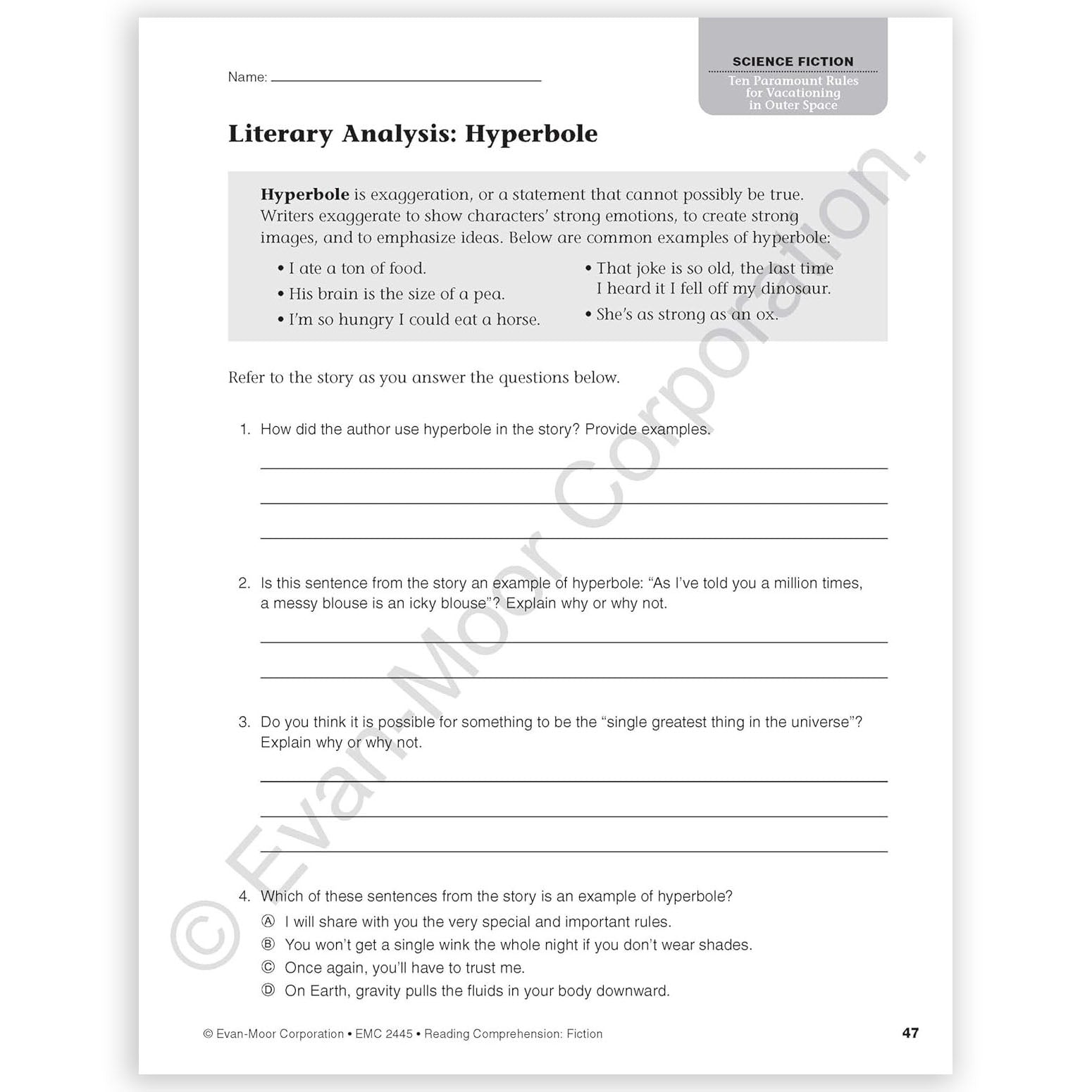 Reading Comprehension: Fiction, Grade 5