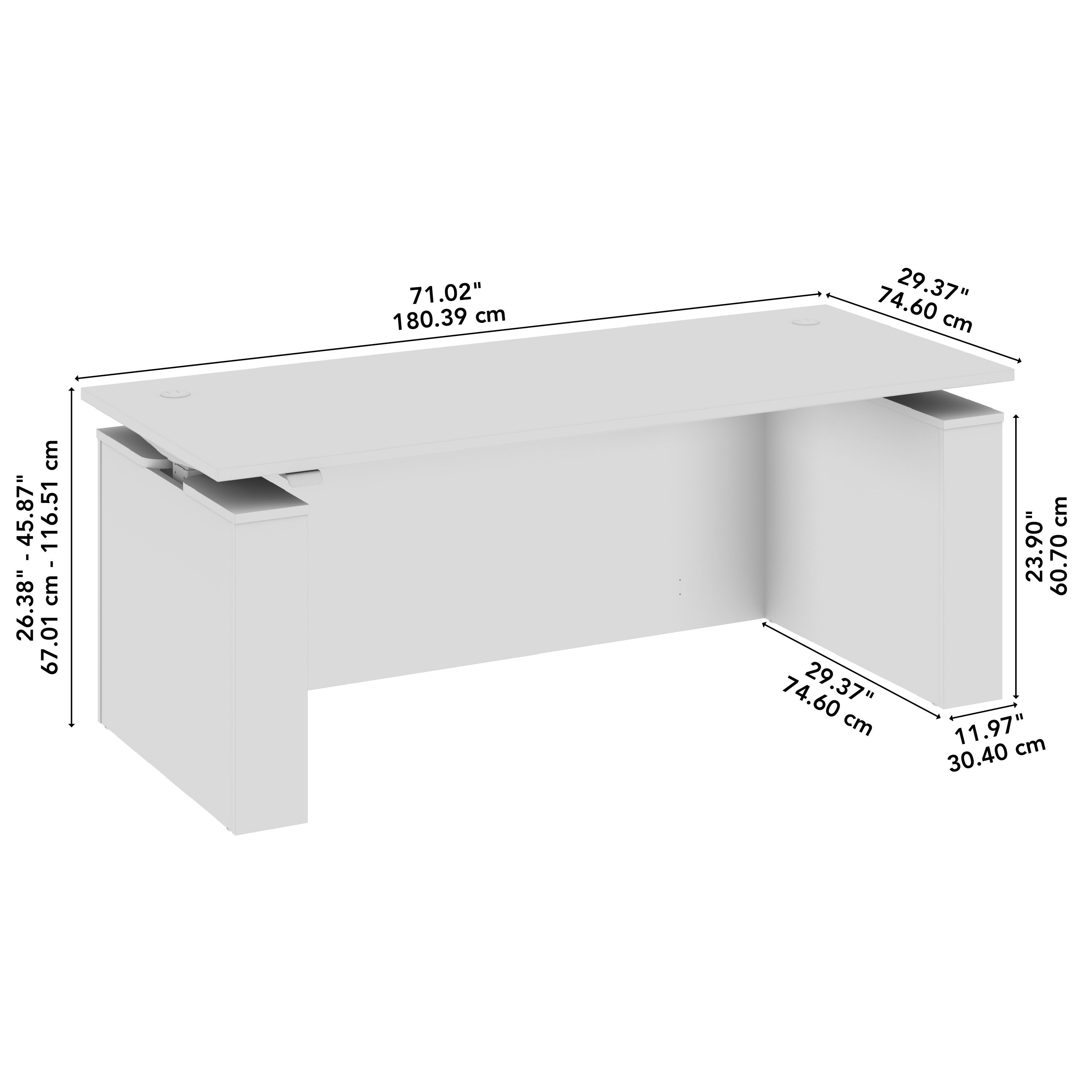 Bush Business Furniture Stratus&nbsp;72W x&nbsp;30D Electric Height Adjustable Standing Desk with Modesty Panel in White with White Base - 71.02" Width x 29.37" Depth x 27.44" Height