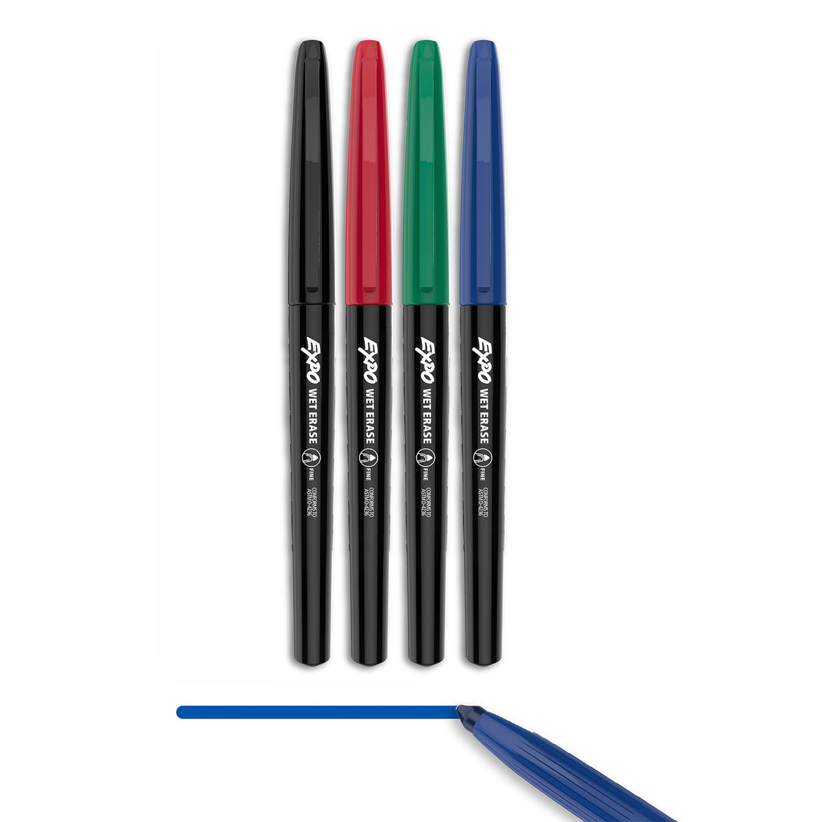 Vis-a-Vis Wet Erase Markers, Fine Point, Assorted, 4 Count
