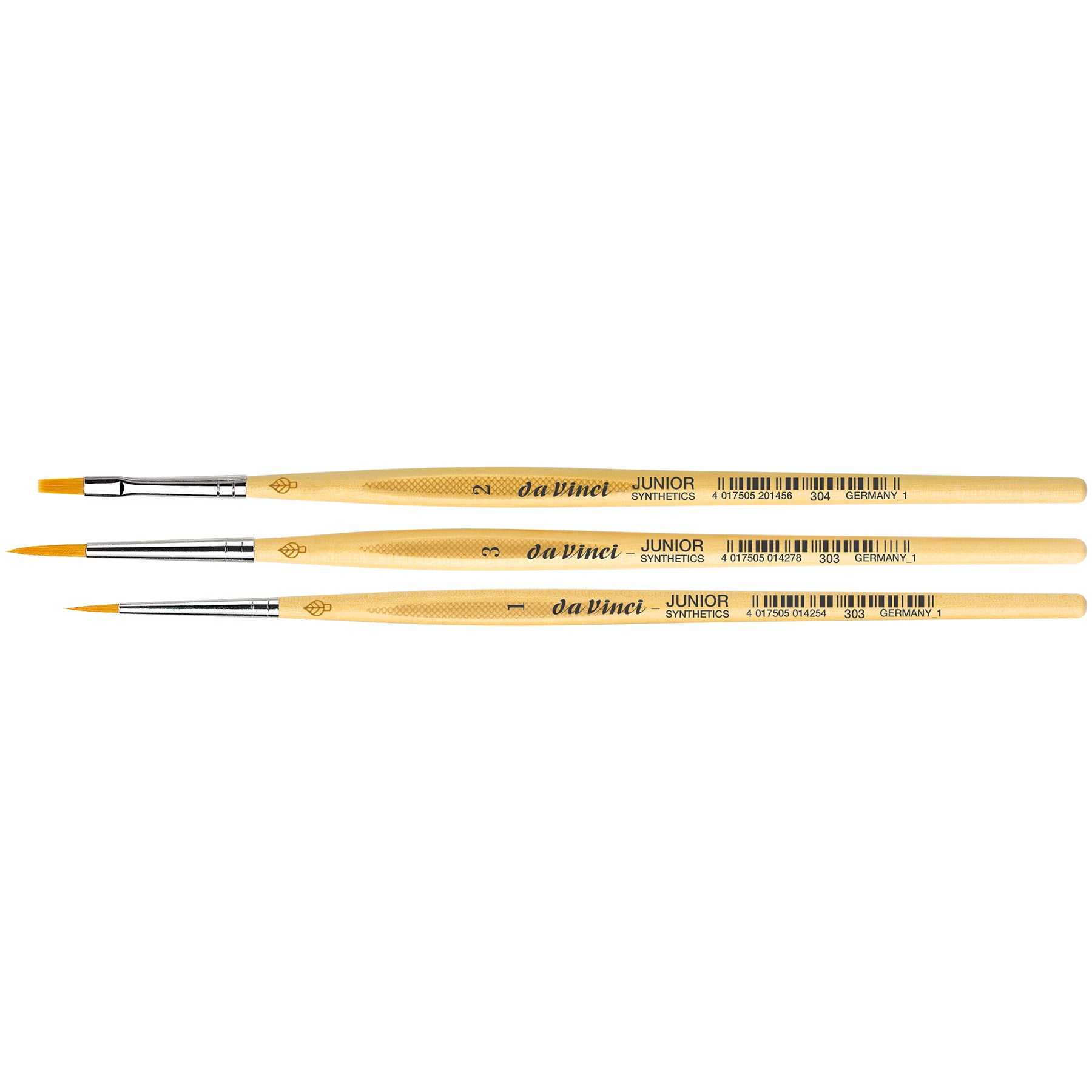JUNIOR Synthetics Miniature Brushes, Synthetic, Acrylic & Tempera, Assorted, 3 Brush Set