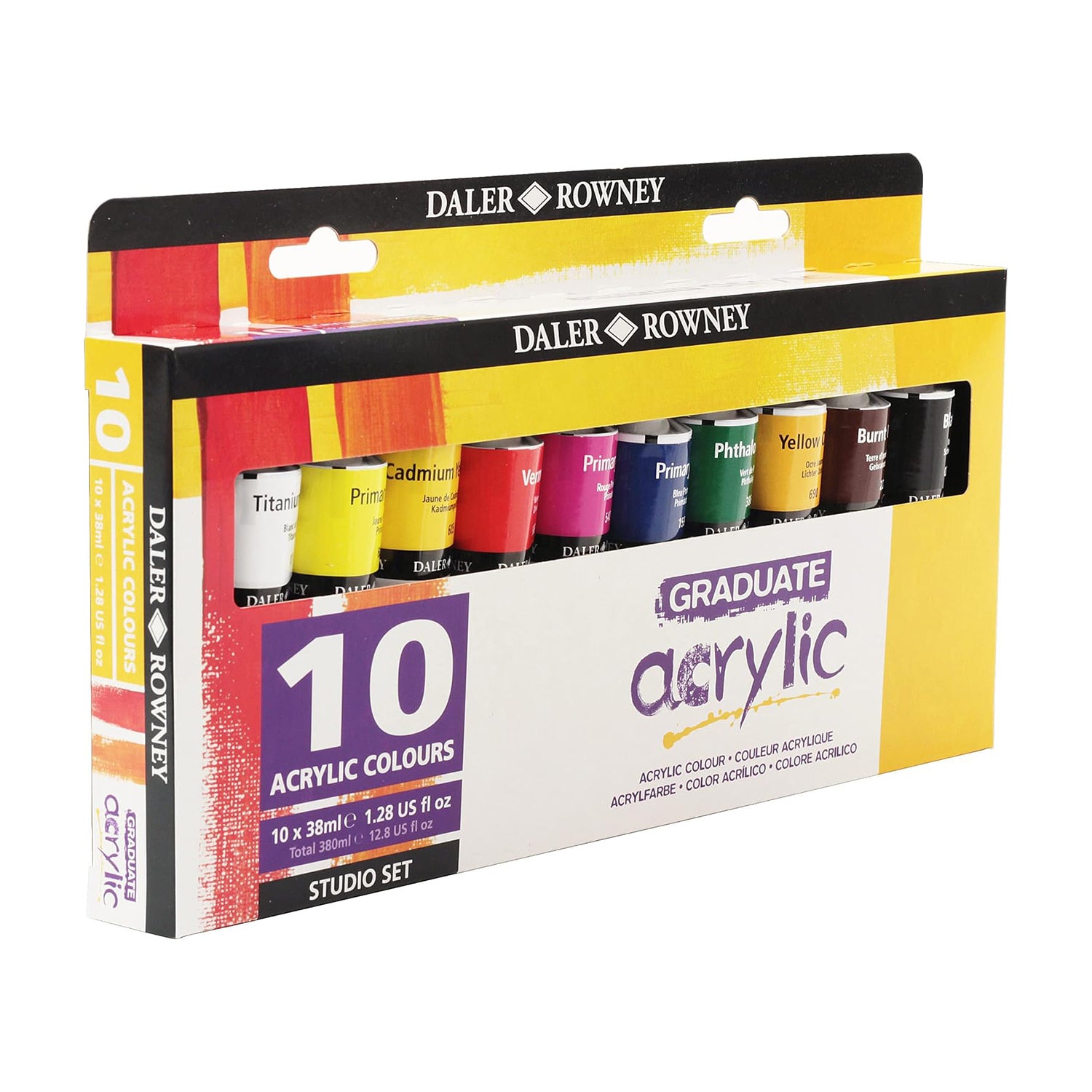 Graduate Acrylic Paint Selection Set, Assorted Colors, 38ml, 10 Pieces