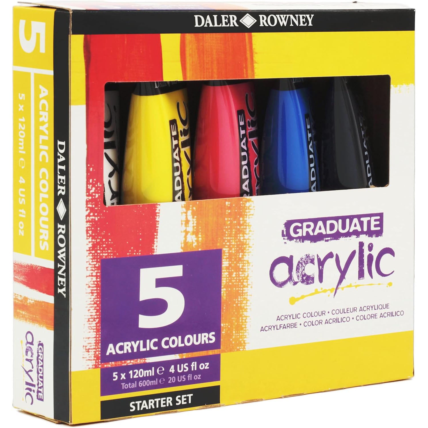 Graduate Acrylic Paint Starter Set, Assorted Colors, 120ml, 5 Pieces