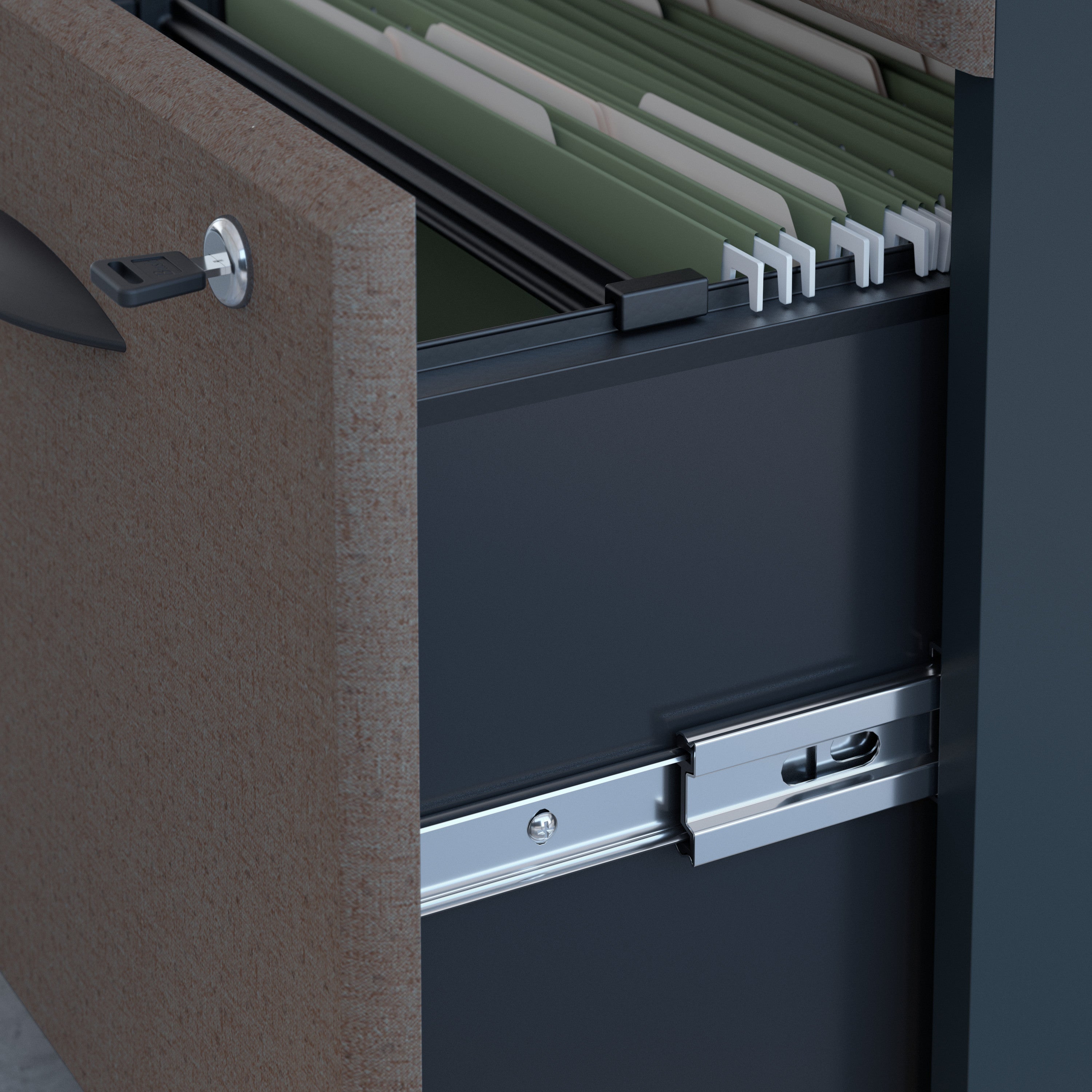 Bush Business Furniture Series A 3 Drawer Mobile File Cabinet in Slate and White Spectrum - 15.71" Width x 20.2" Depth x 27.79" Height