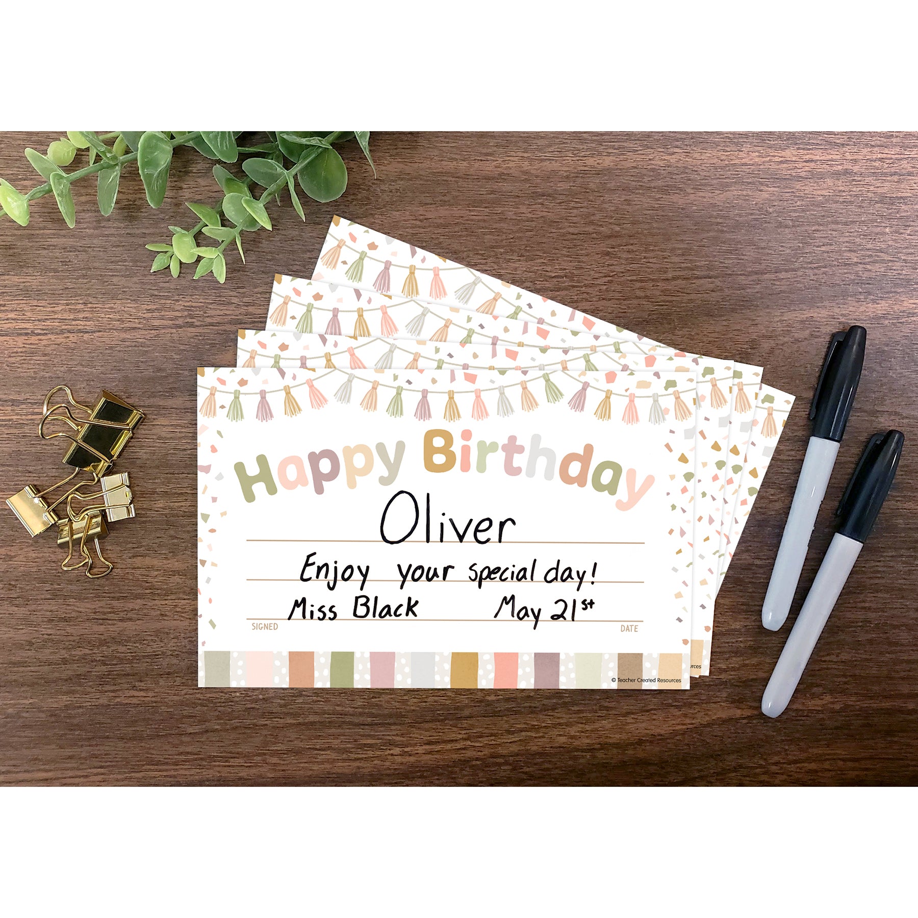 Terrazzo Tones Happy Birthday Awards, Pack of 30