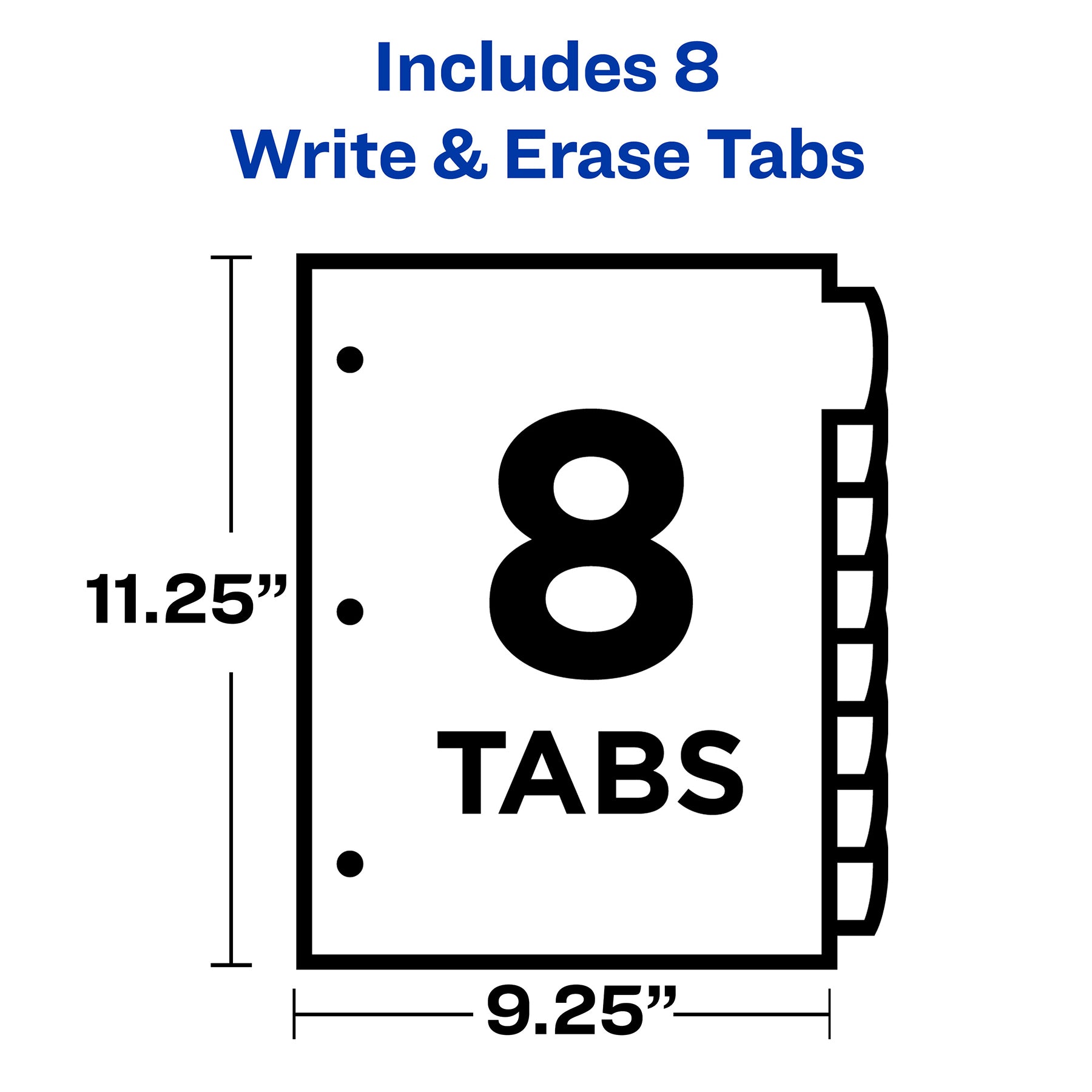 Write & Erase Pocket Plastic Dividers, 8-Tab Set, Multicolor, 1 Set