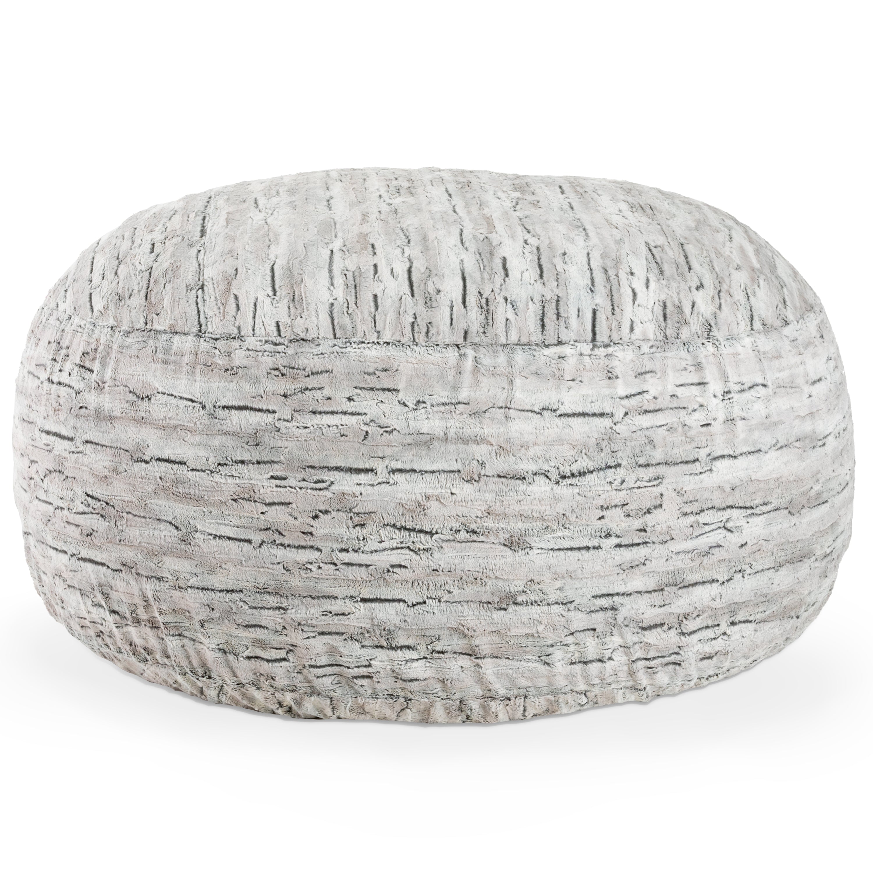 Jaxx Saxx 6 Foot Giant Bean Bag Chair- Luxe Faux Fur, Silver Fox