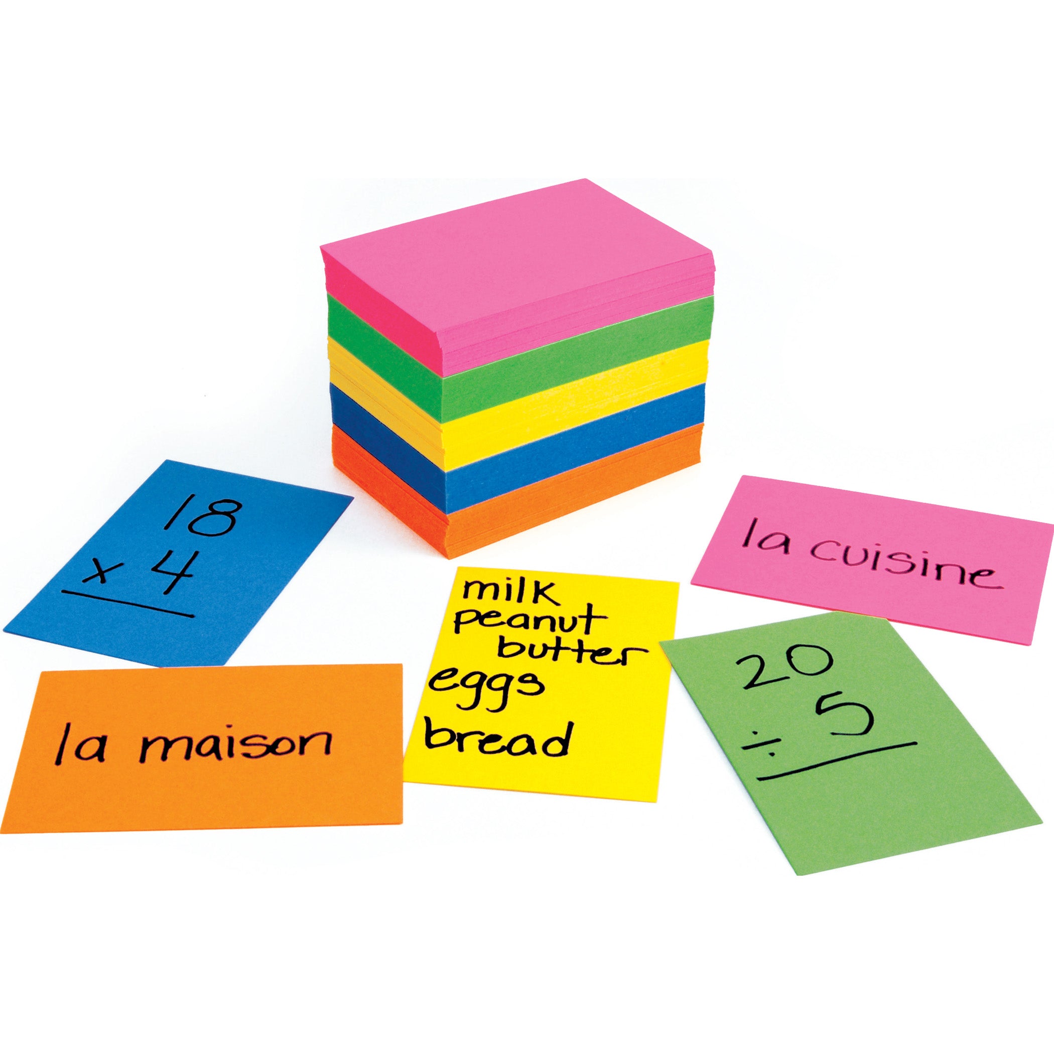 Flash/Index Cards, 2"x3", 100 cards, 8 ea. of 12 Assorted Colors+4 White