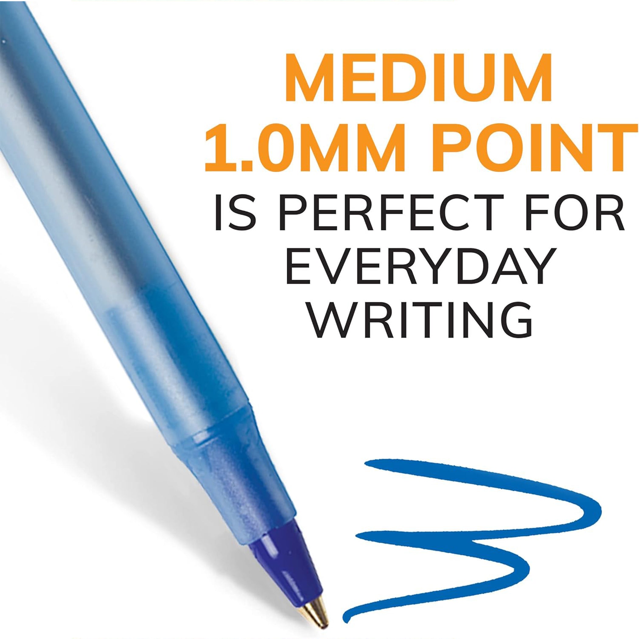 Round Stic® Xtra Life Ballpoint Pen, Medium Point (1.0mm), Blue, Pack of 10