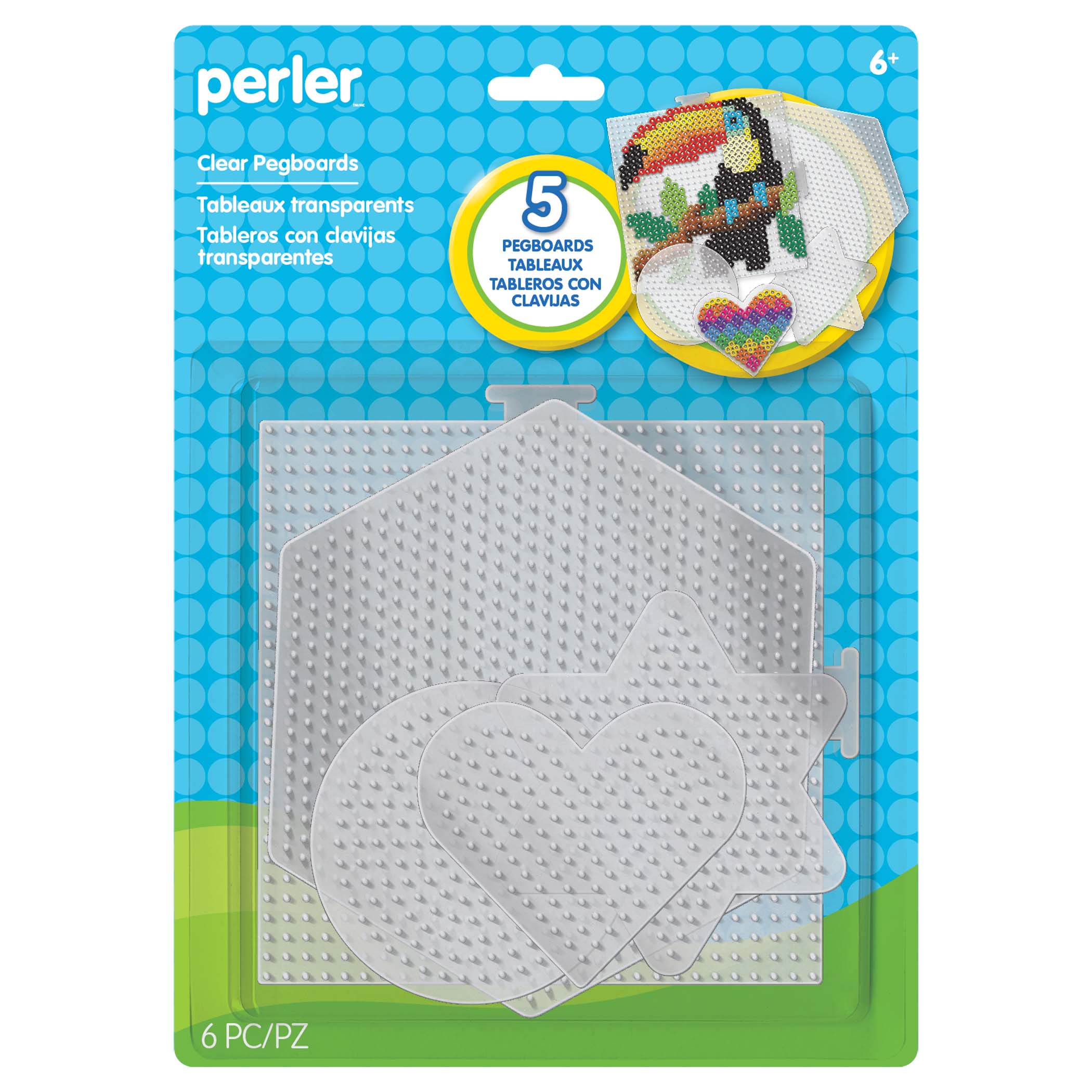 Small & Large Basic Shapes Clear Pegboards, Pack of 5
