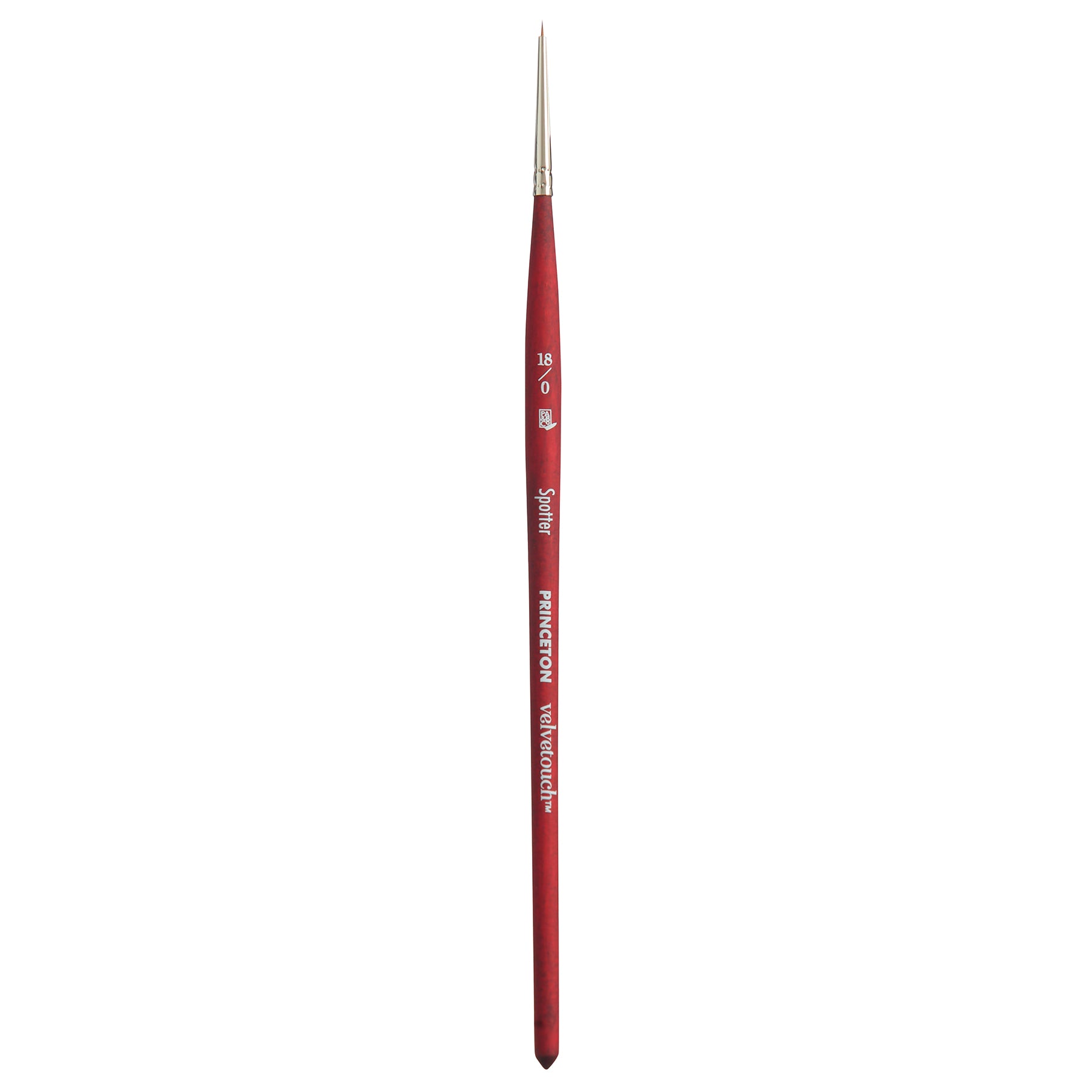 Velvetouch Spotter Brush, Synthetic Bristles, Short Handle Mixed Media Paintbrush, Scarlet, Size 18/0, 1 Count