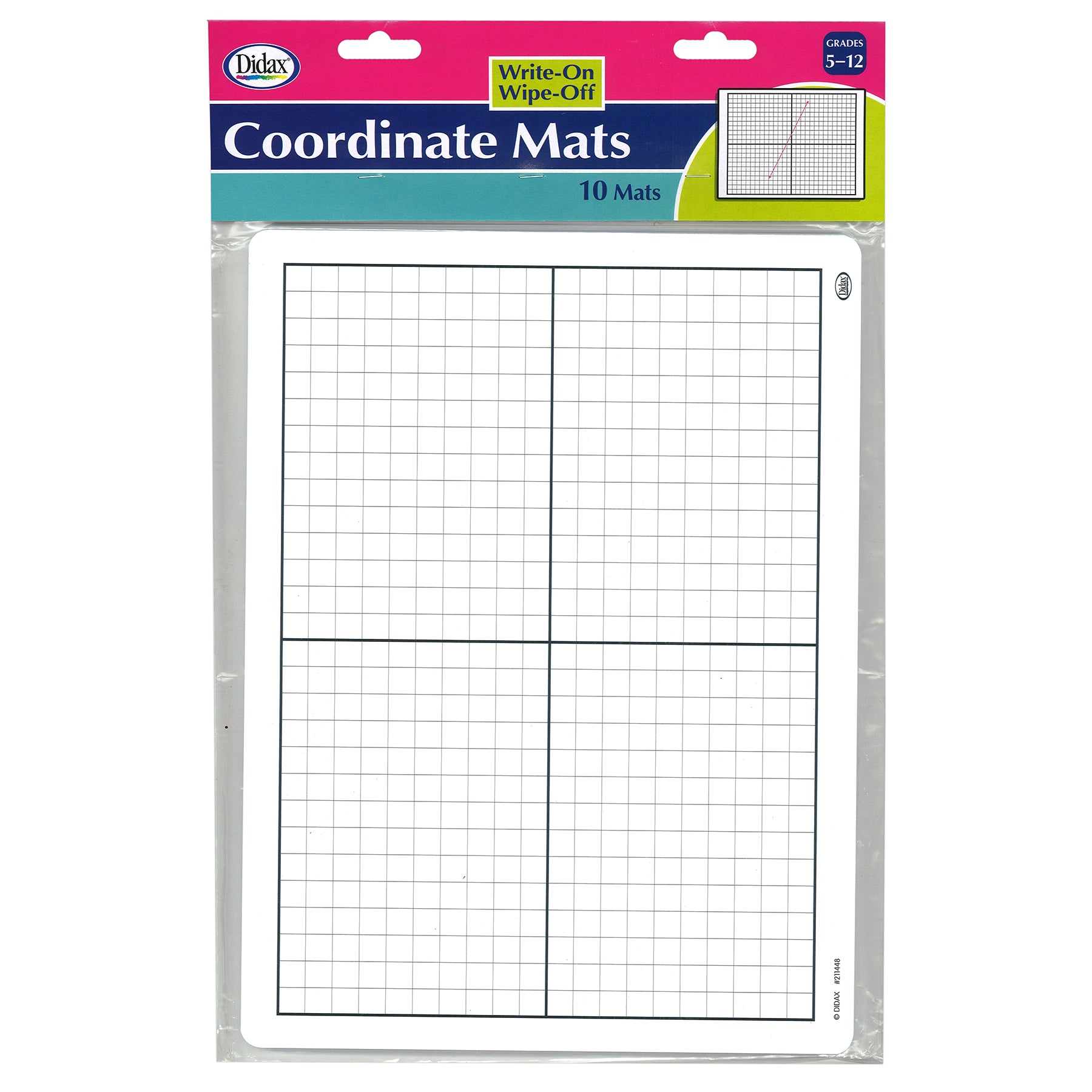 Write-On/Wipe-Off Coordinate Mats, Set of 10