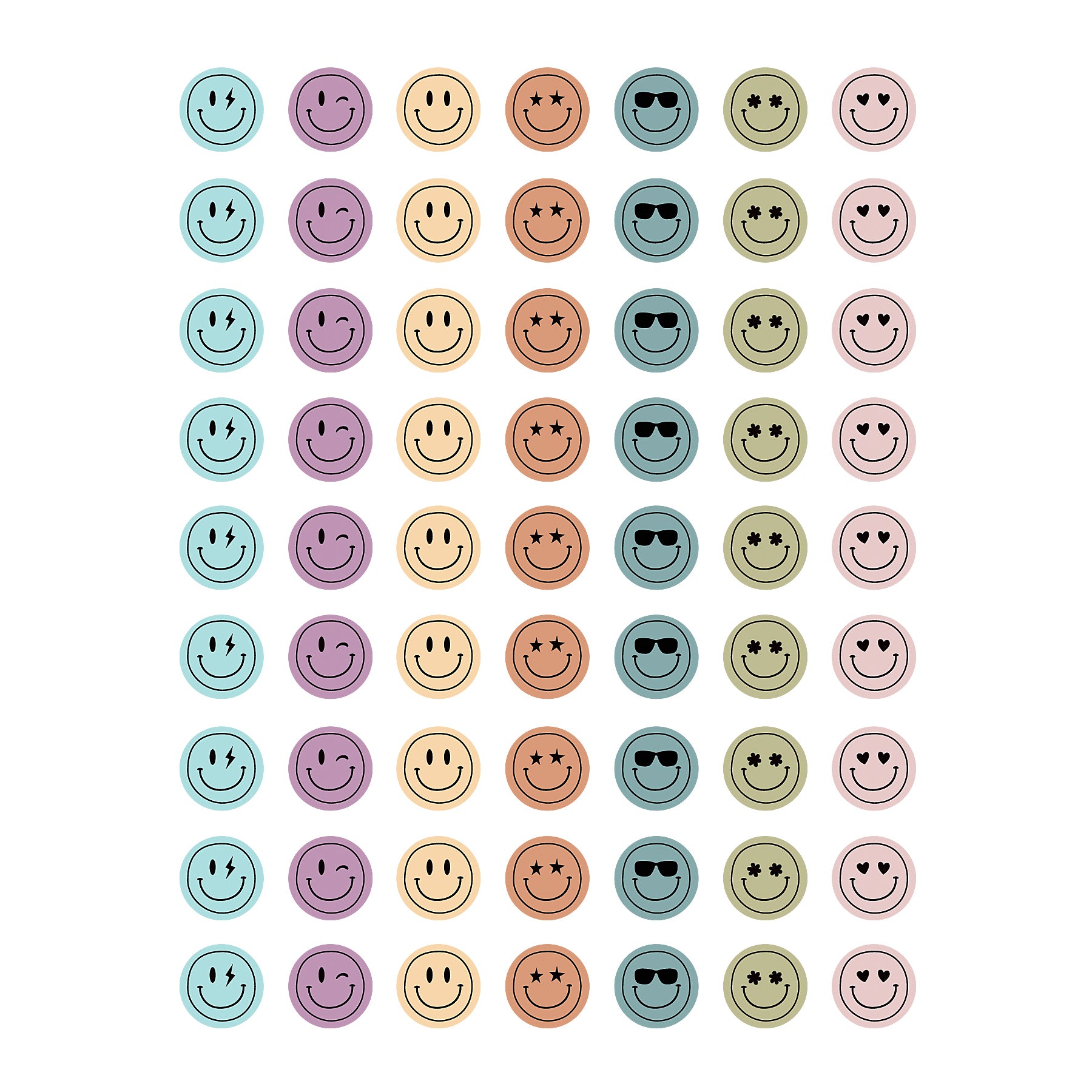 Calming Colors Smiley Faces Mini Stickers, Pack of 378