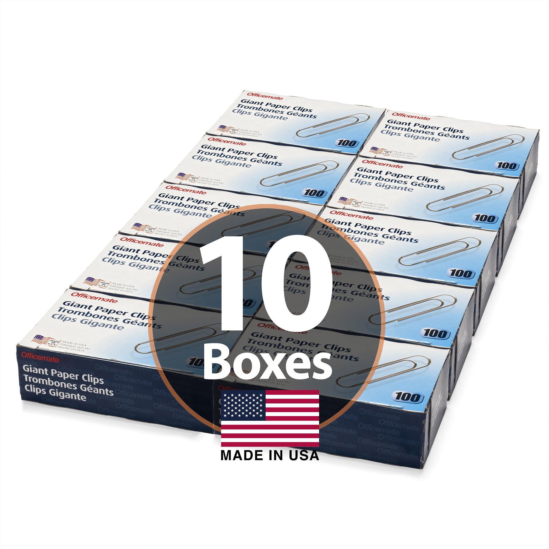 Paper Clips, Giant Gem, 100 Per Box, 10 Boxes