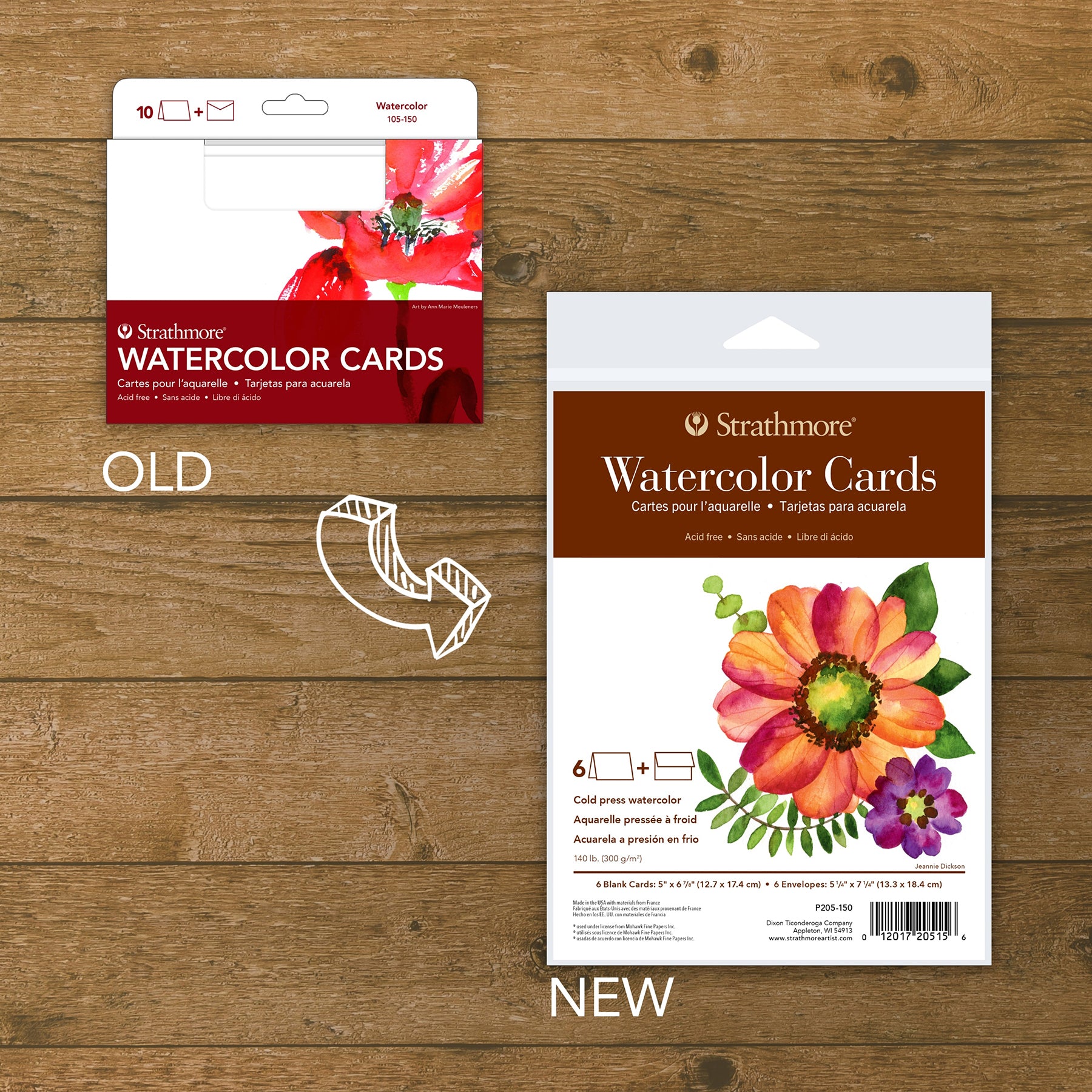 400 Series Watercolor Cards & Envelopes, Full Size, 5x6.875 inch, 6 Pack