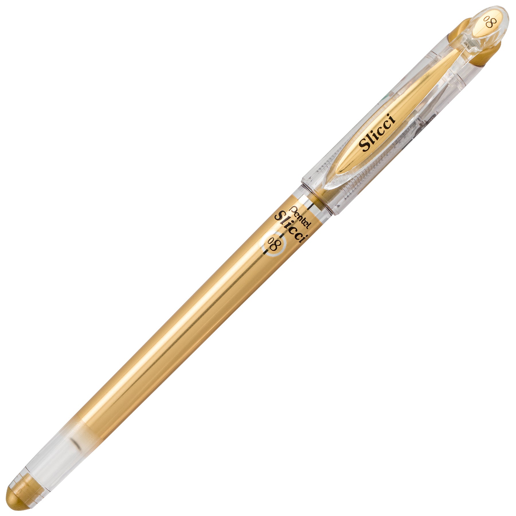 Slicci METALLIC (0.8mm) Needle Tip Med Gel Pen, Gold Metallic Ink, Pack of 12