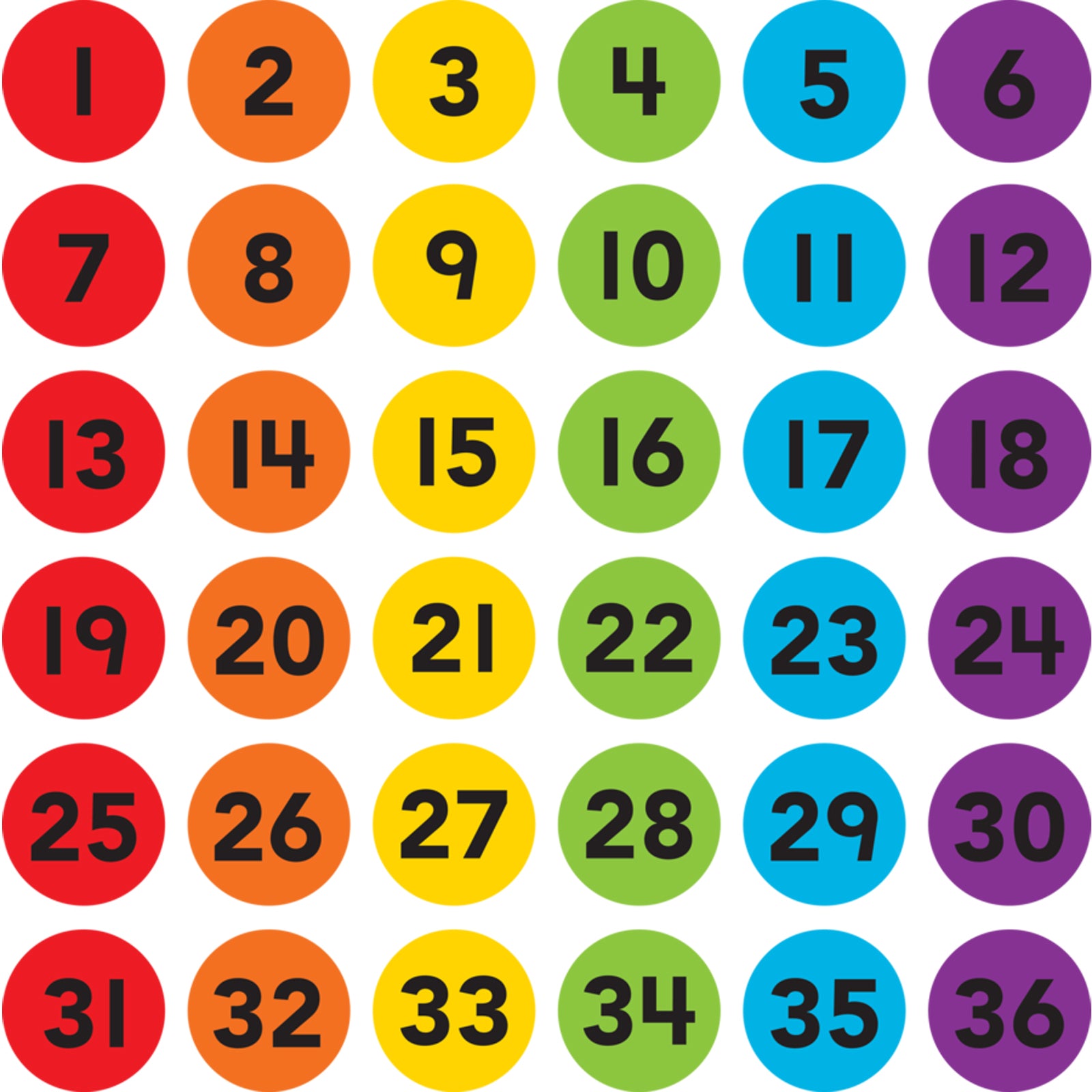 Spot On® Carpet Markers Numbers 1–36 - 4"