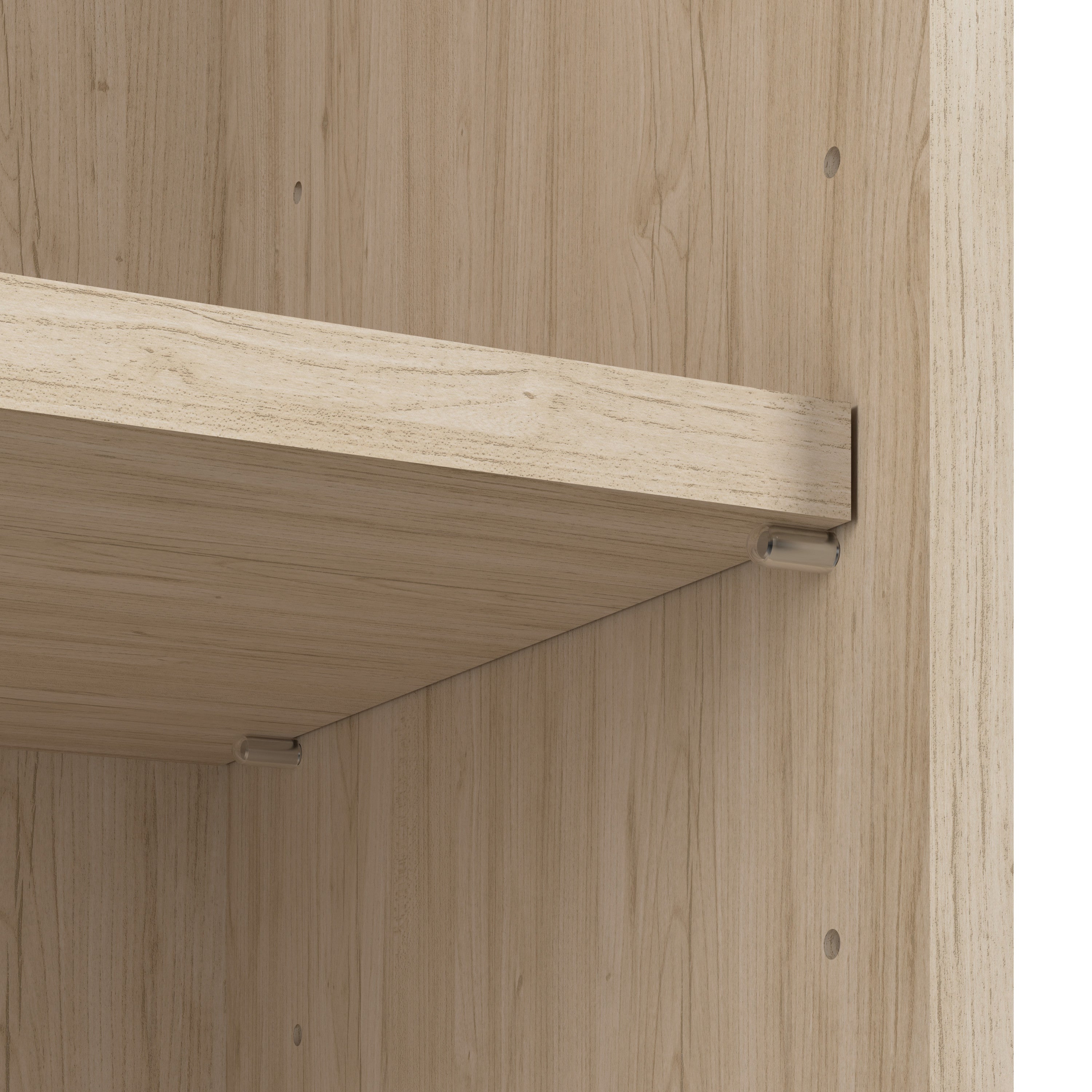 Bush Business Furniture Hustle 2 Person Computer Desk with Low Storage Cabinets, Power Grommets, and Privacy Screen in White and Natural Elm - 59.44" Width x 29.37" Depth x 30.07" Height