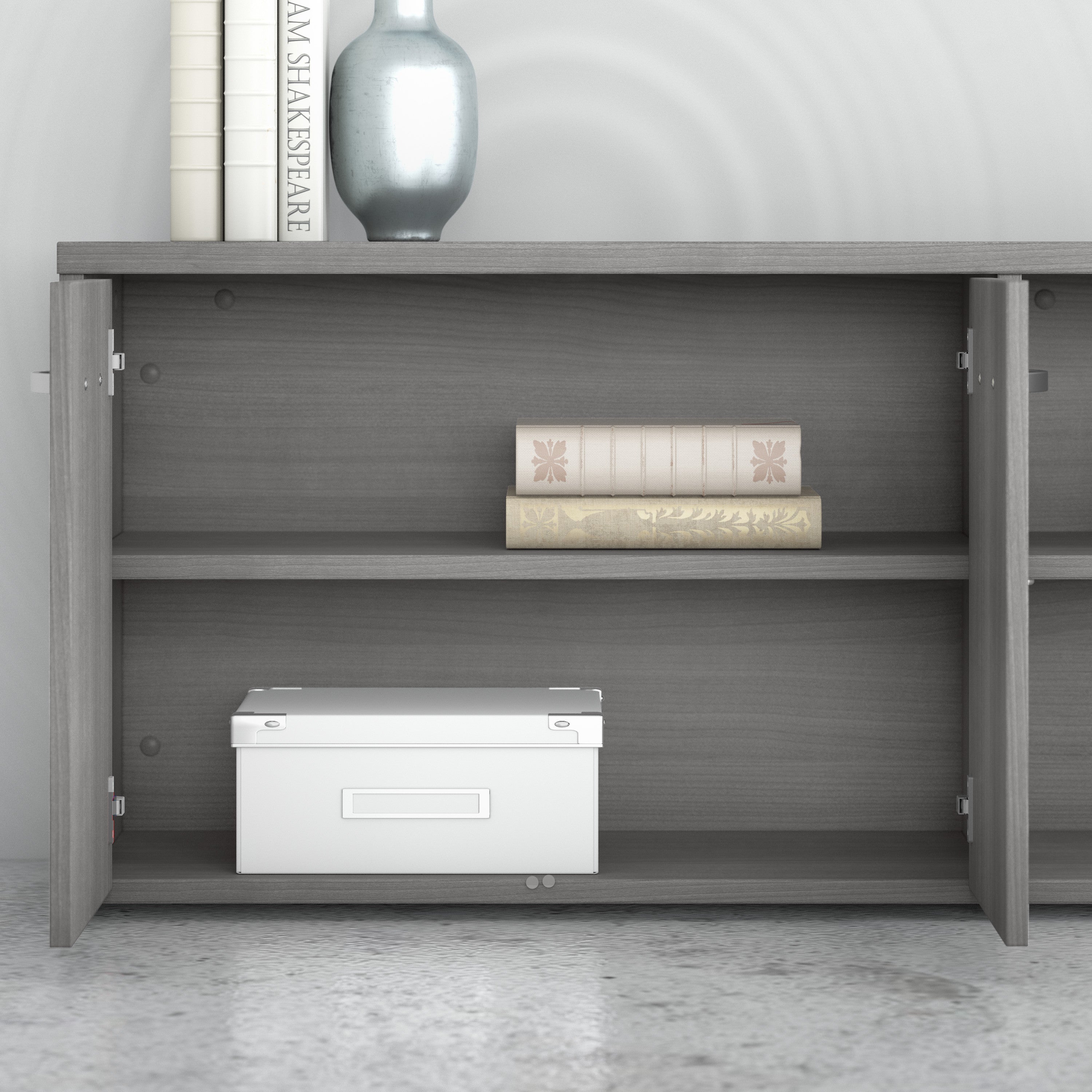 Bush Business Furniture Studio C 60W x 30D Office Desk with Storage Return and Mobile File Cabinet in Platinum Gray - 59.45" Width x 29.37" Depth x 29.84" Height