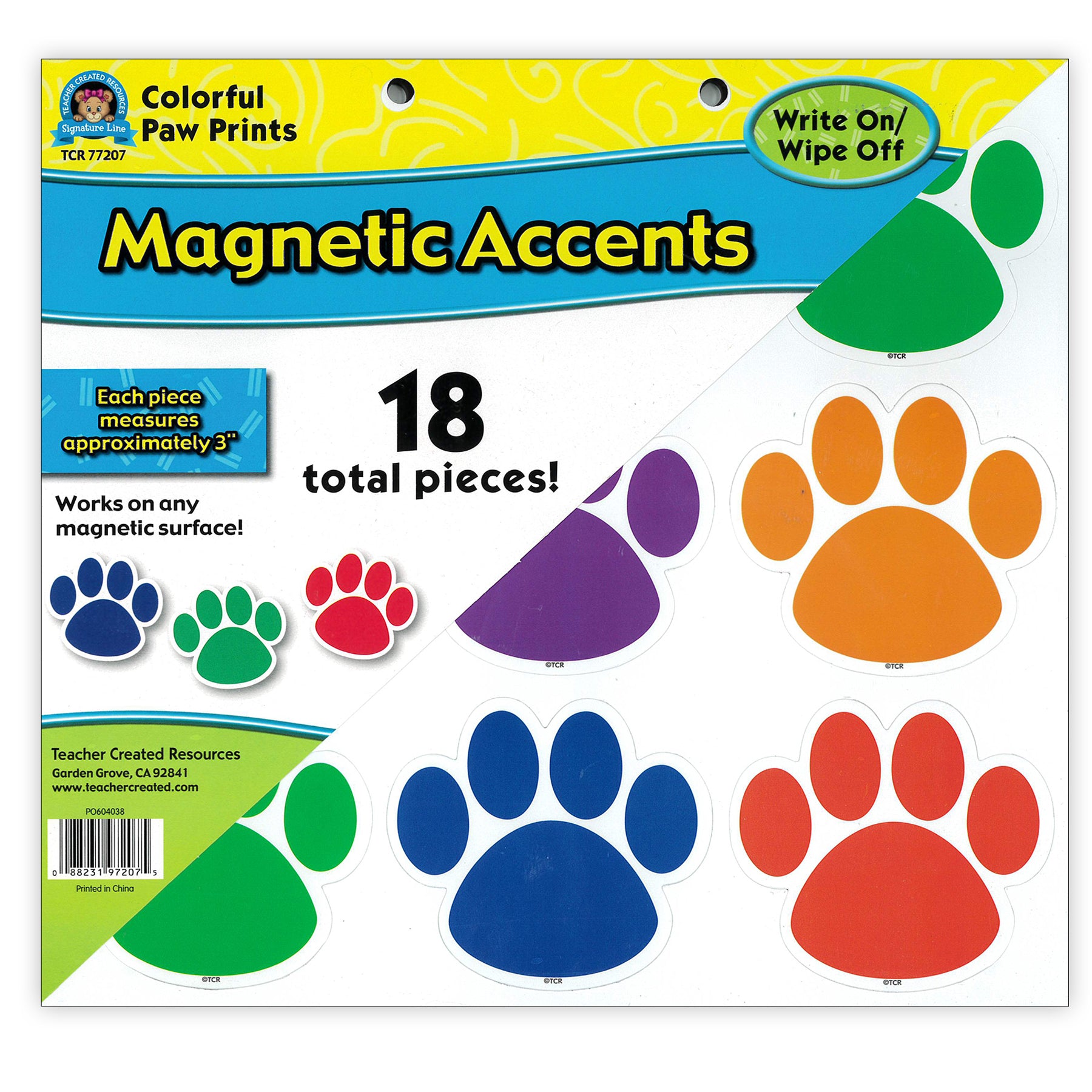 Colorful Paw Prints Magnetic Accents