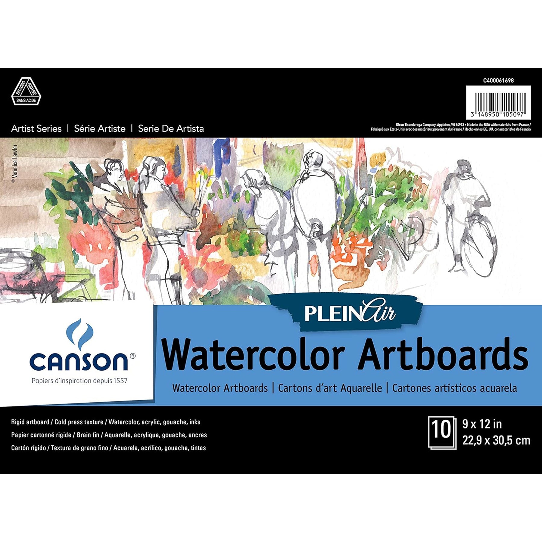 Artist Series Montval Plein Air Watercolor Board, Foldover Binding, 10 Sheet, 9x12 inch, 1 Count