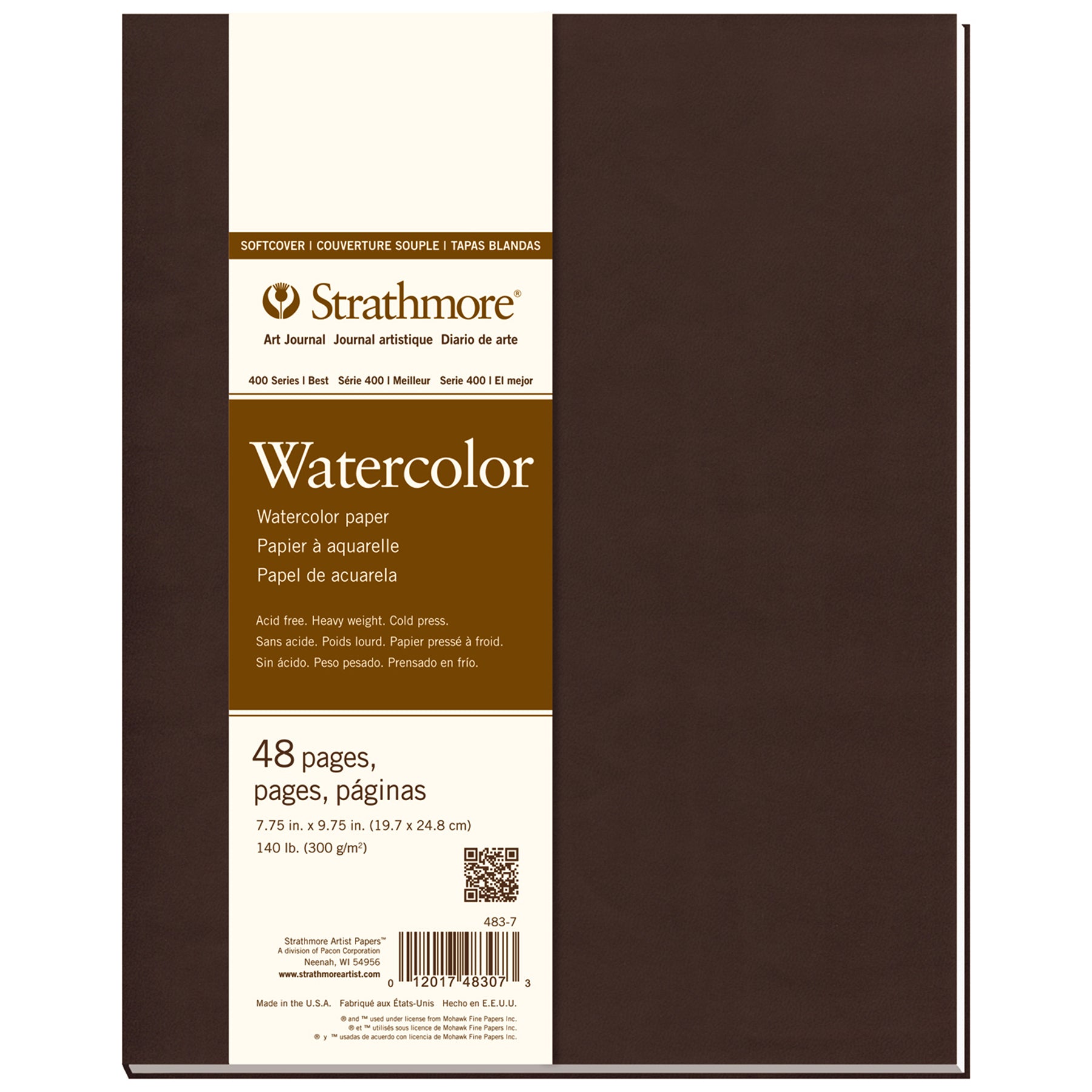 400 Series Art Journal Watercolor Paper, Soft Cover Binding, 48 Page/24 Sheet, 7.75x9.75 inch, 1 Count