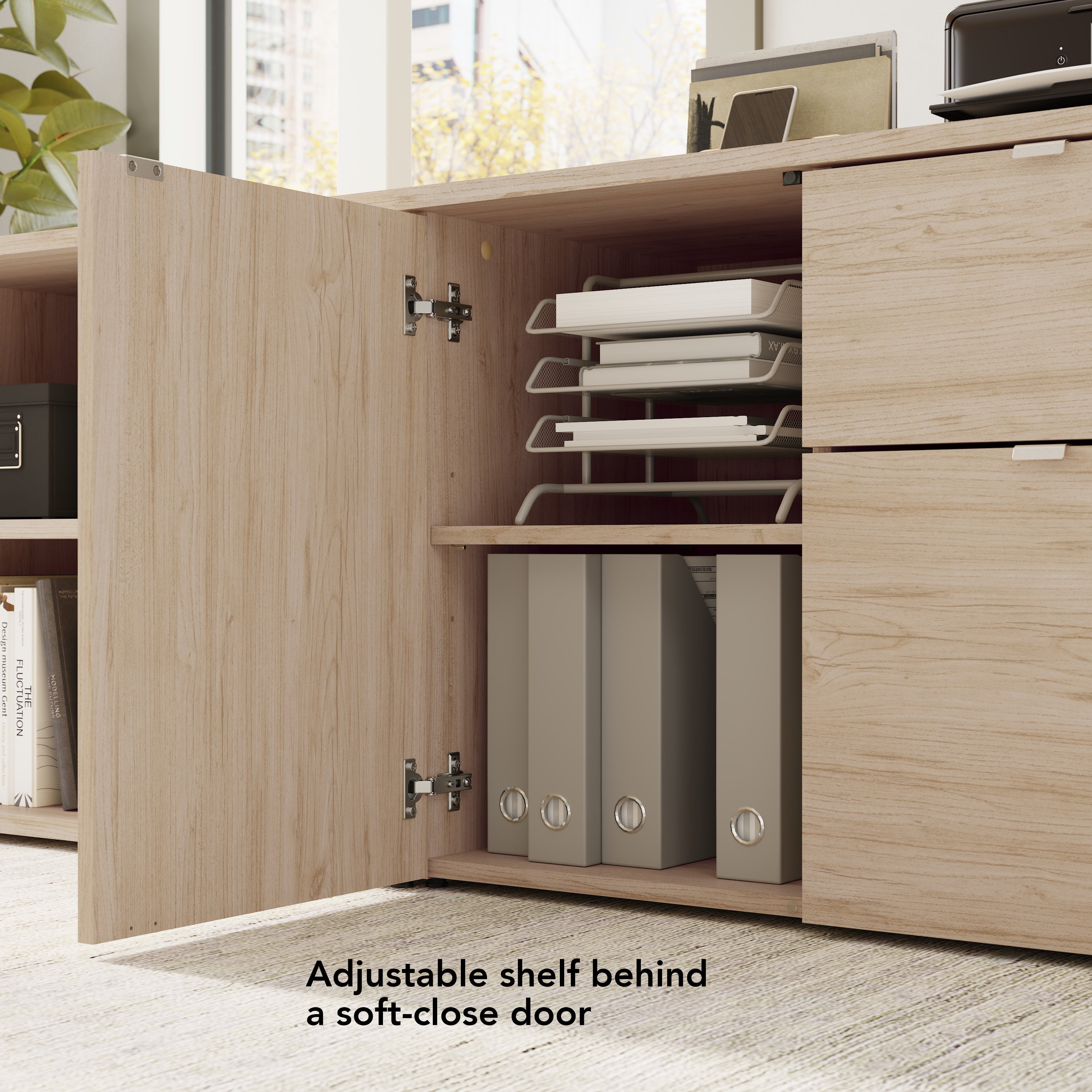Bush Business Furniture Stratus&nbsp;30W Office Storage Cabinet with Drawers in Natural Elm - 31.26" Width x 19.61" Depth x 24.15" Height