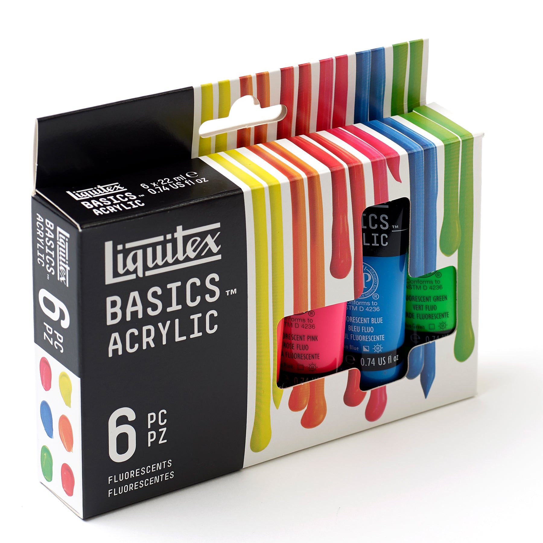 LQ BASICS Acrylic Color 6 x 22ml Tube Set - Fluorescent