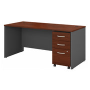 Bush Business Furniture Series C 66W x 30D Office Desk with Mobile File Cabinet in Hansen Cherry - 65.98" Width x 29.39" Depth x 29.8" Height