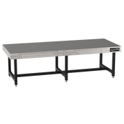 Welding Fixture Table, Fixed Height, 36"H x 120"L x 48"D, 1/4" Carbon Steel Top, Six Black Powdercoat Legs, Self-Leveling Feet