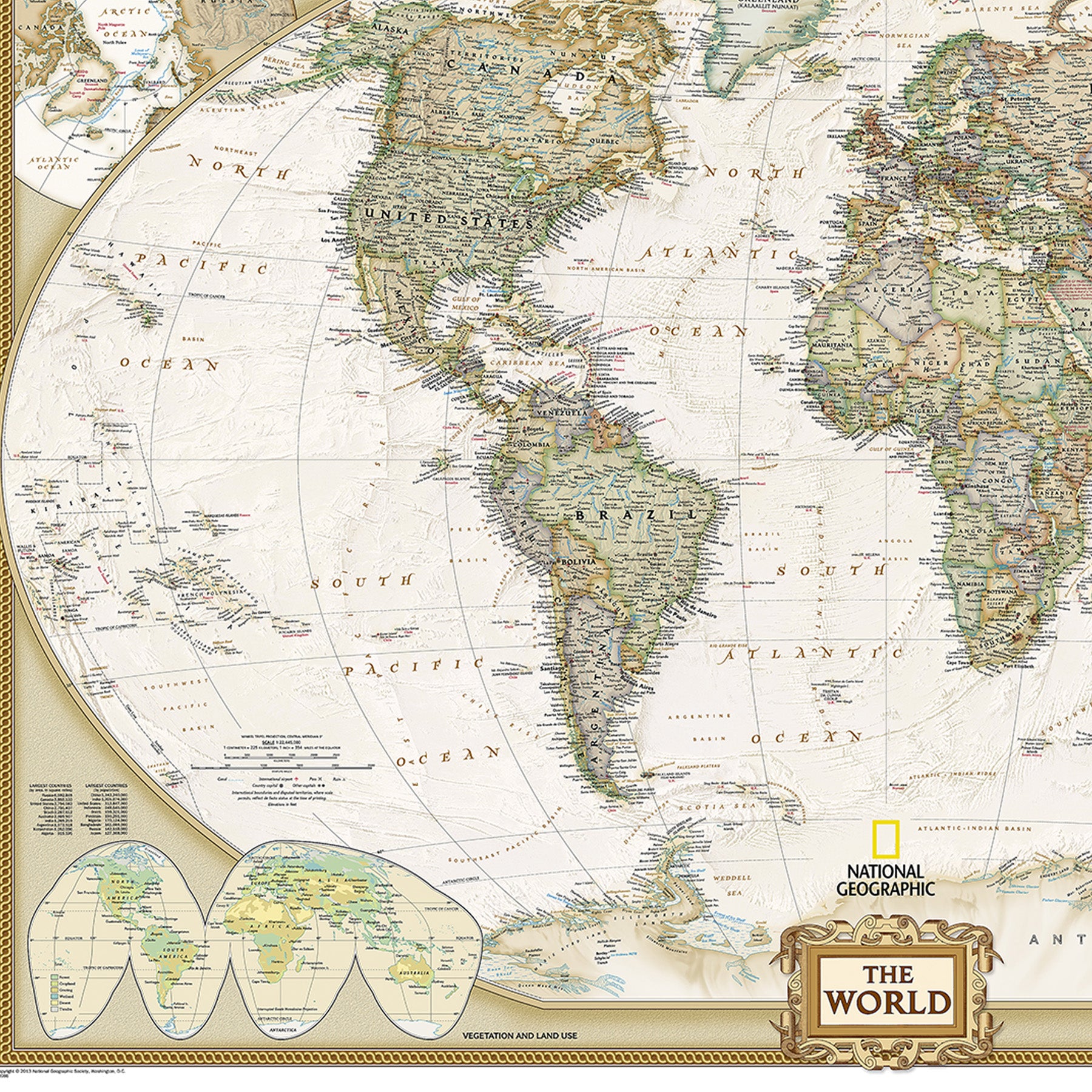 World Executive Map, Enlarged and Laminated, 73" x 48"