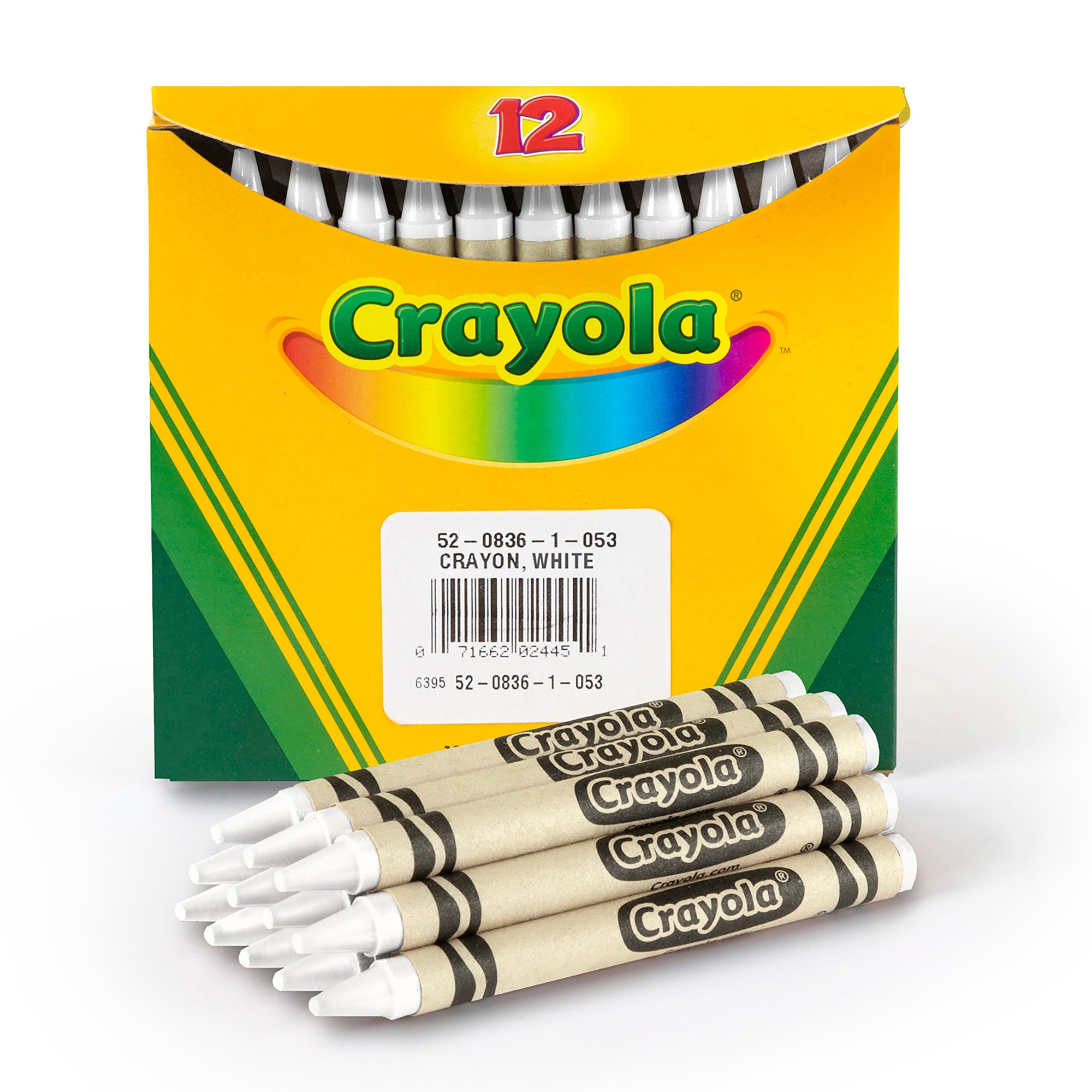 Bulk Crayons, Regular Size, White, 12 Count