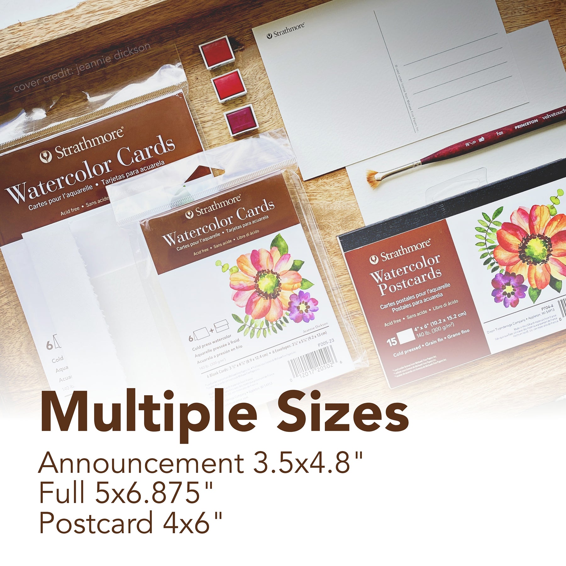 400 Series Watercolor Cards & Envelopes, Anniversary Size, 3.5x4.875 inch, 6 Pack
