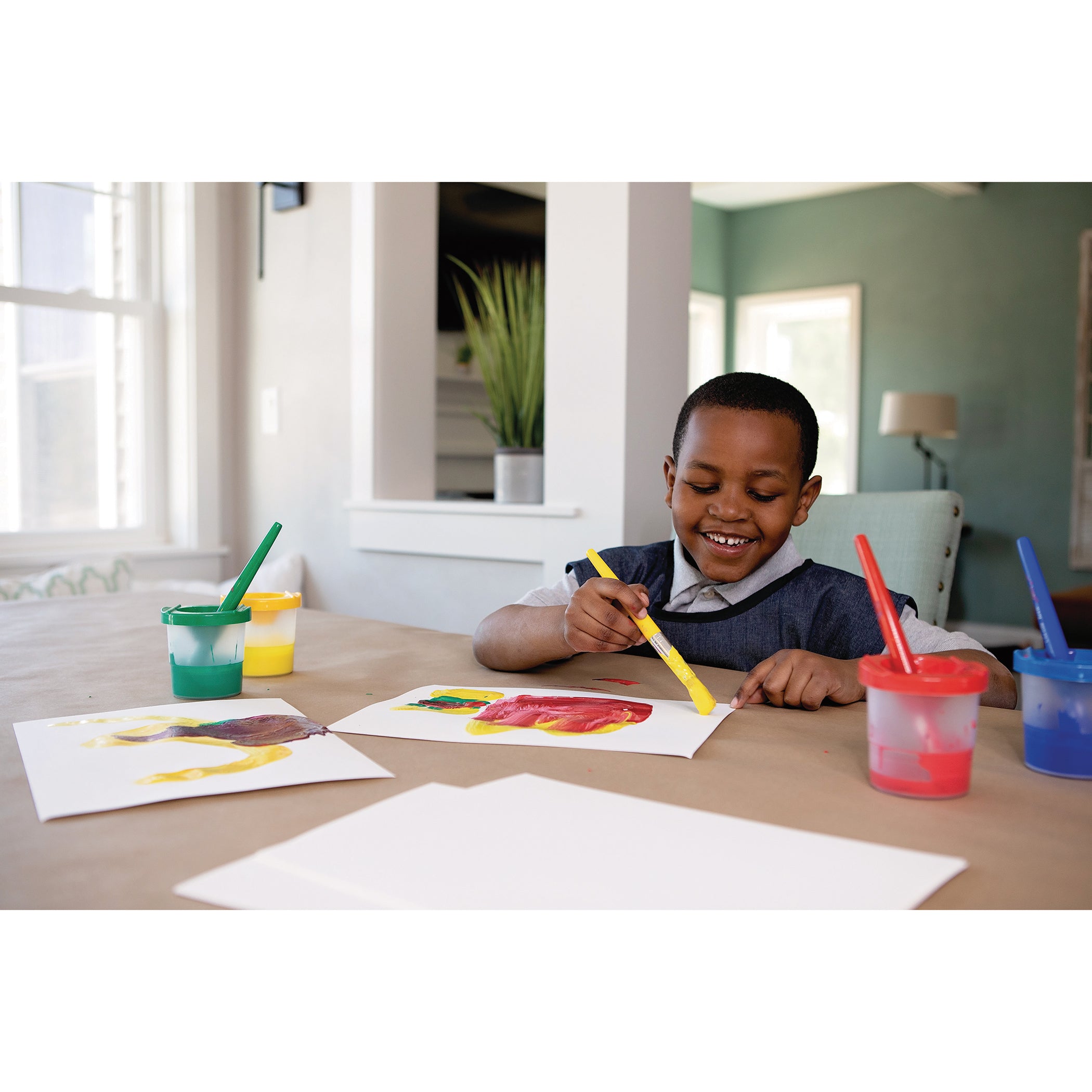 No-Spill Round Paint Cups with Colored Lids, 3" Dia., 10 Cups