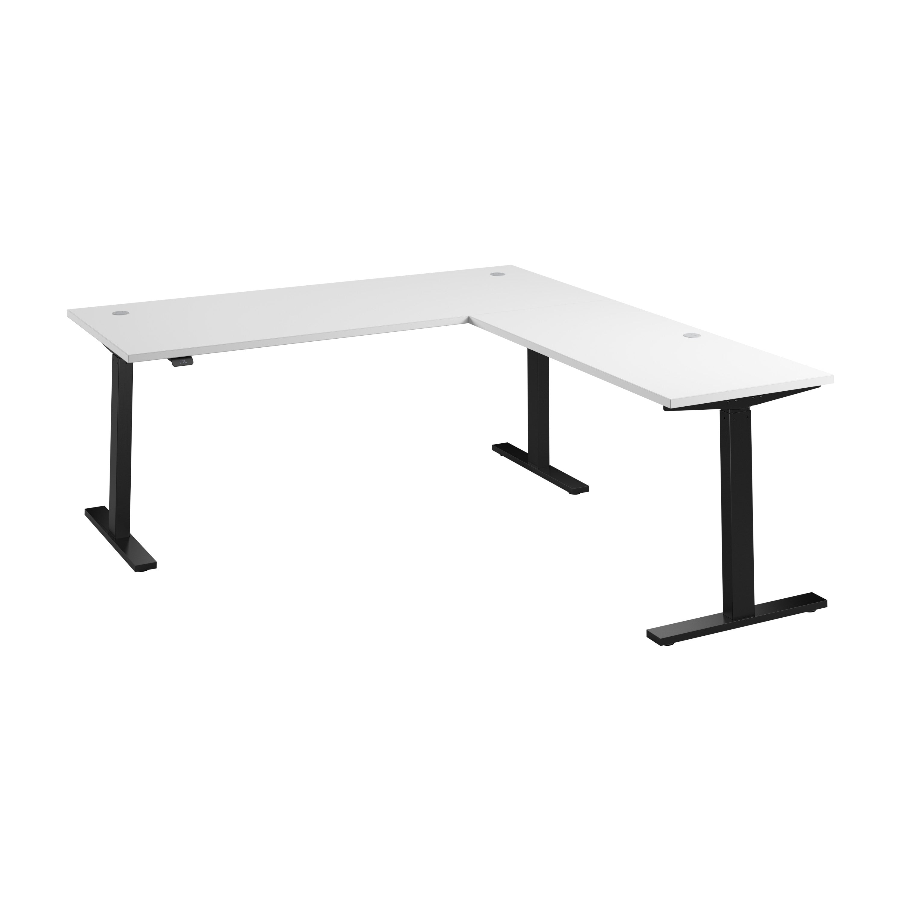 Bush Business Furniture Move 60 Series 72W Height Adjustable L Shaped Standing Desk in White with Black Base - 71.02" Width x 76.97" Depth x 27.44" Height