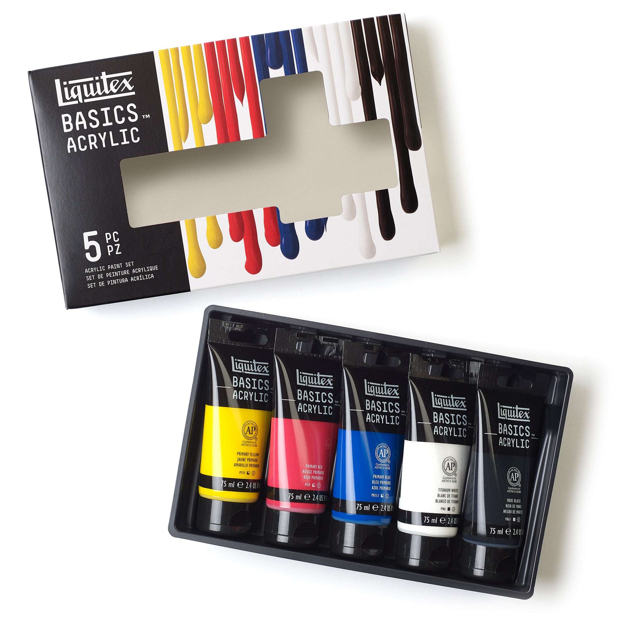 LQ BASICS Acrylic Color 5 x 75ml Tube Set