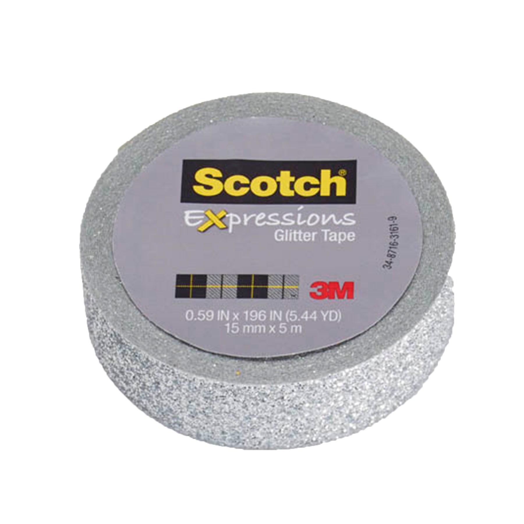 Expressions Glitter Tape, .59" x 196", Silver Glitter