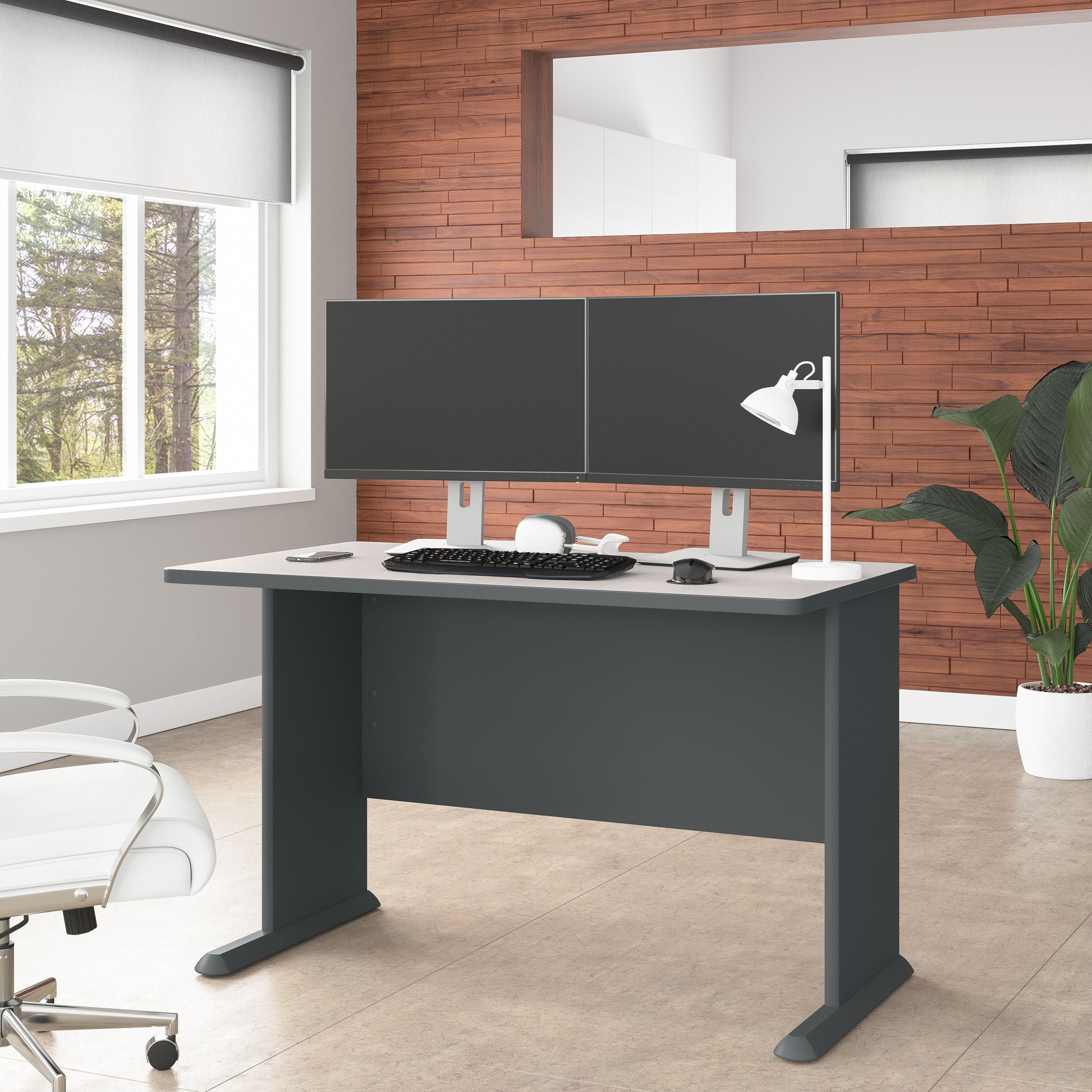 Bush Business Furniture Series A 48W Desk in Slate and White Spectrum - 47.52" Width x 26.81" Depth x 29.66" Height